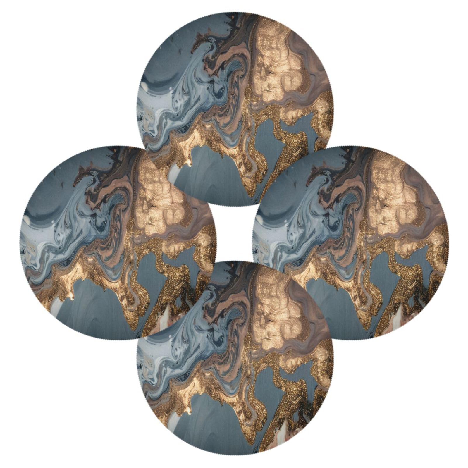 ATTX Round Placemats Set of 4 - Marble Pattern Non-Slip Dining Table Mats for Kitchen, Restaurant & Home Decor | Perfect for Everyday Meals, Dinner Parties & Holiday Gatherings