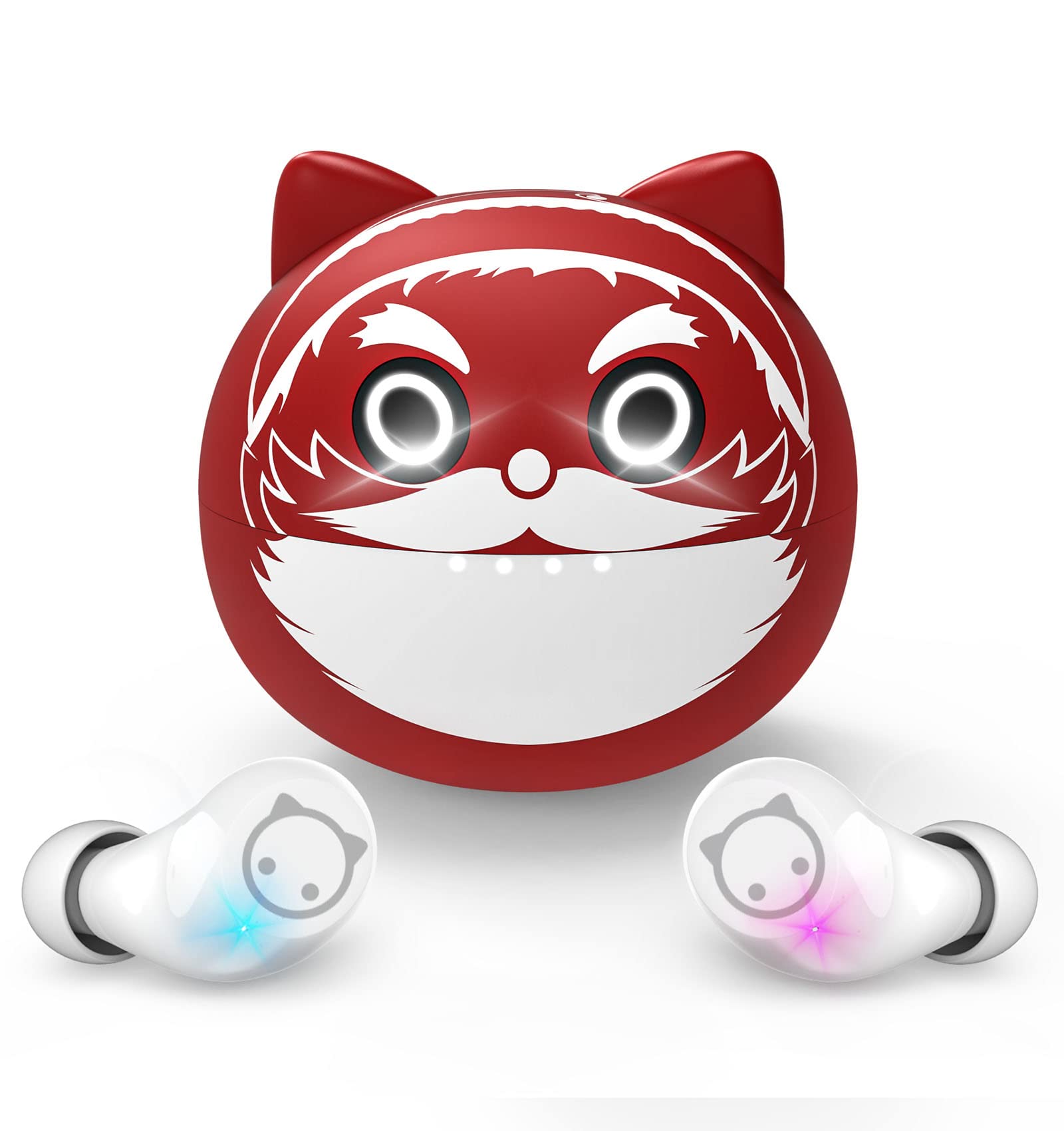 AMAFACE Red Wireless Earbuds - Bluetooth 5.0 Headphones with Premium Sound, IPX5 Waterproof & Built-in Mic, Cute Cartoon Xmas Cat Charging Case - Perfect for Running, Workouts, Commuting & Gift for Boys & Girls