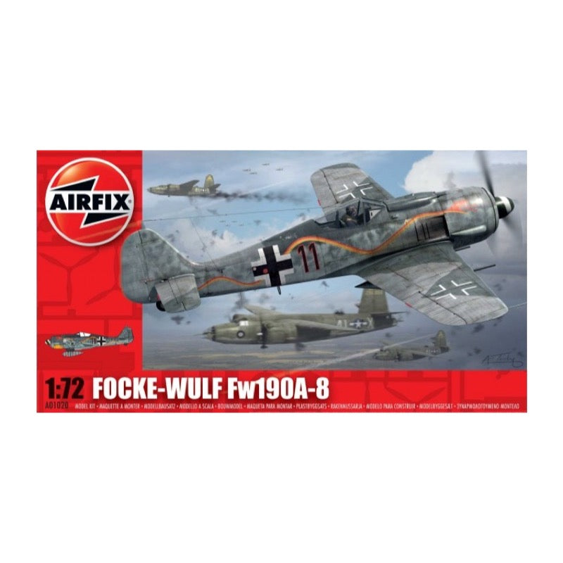 Airfix A01020A 1/72 Scale Focke Wulf Fw190A-8 Model Kit - WW2 German Fighter Aircraft for Collectors & Hobbyists | Perfect for Display, Dioramas & Historical Reenactments