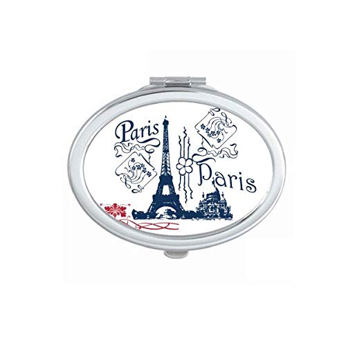 DIYthinker Eiffel Tower France Paris Line Drawing Mirror - Portable Foldable Double-Sided Makeup Mirror for Travel, Home, and Vanity Use