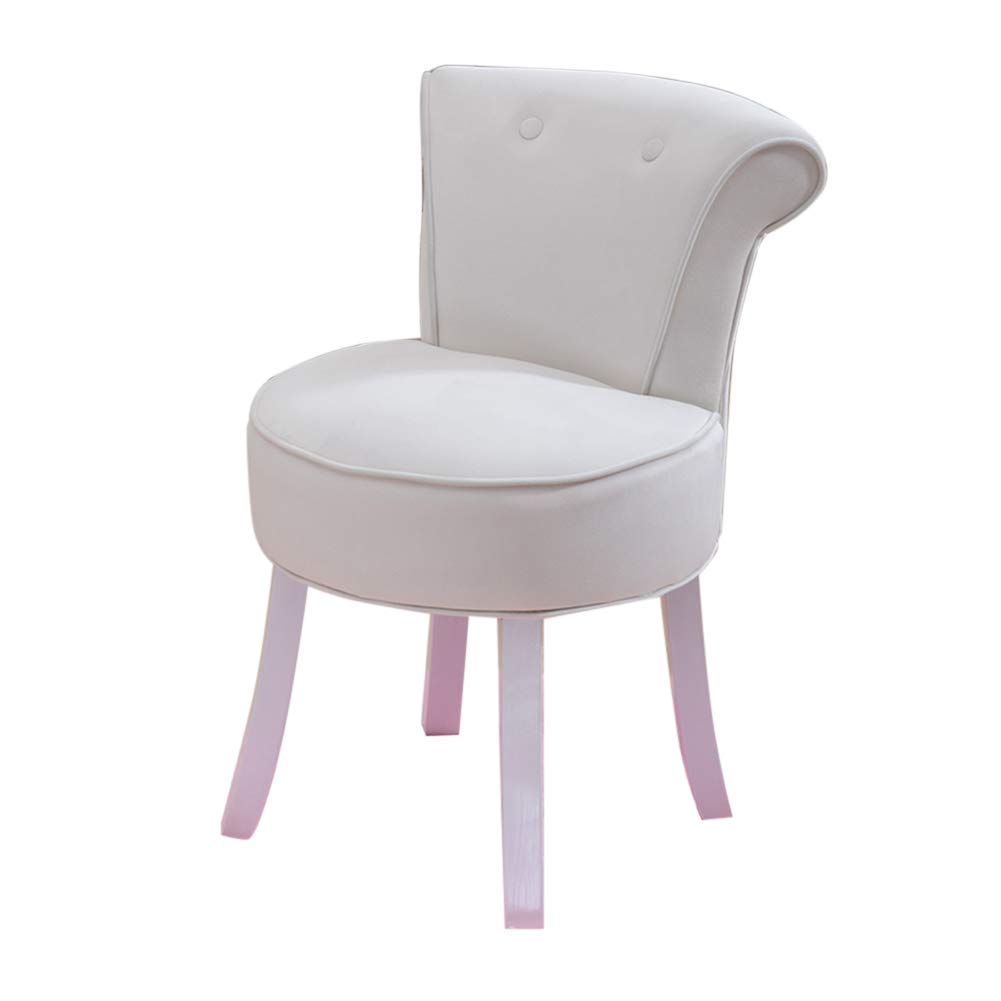 Velvet Vanity Bench with High Back & Solid Wood Legs - Padded Makeup Stool, Baroque Dressing Chair for Bedroom, Lounge & Piano Room - Elegant Cushioned Stool for Women's Dressing Area & Home Decor