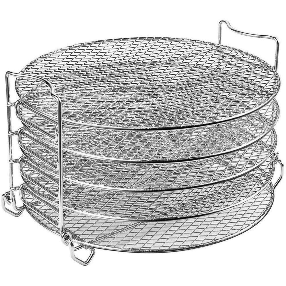 JF-XUAN 5-Tier Stainless Steel Dehydrator Stand & Grill Rack for Air Fryer, 6L Capacity - Food Grade Accessories for Dehydrating, Grilling, BBQ | Perfect for Jerky, Fruits, Veggies & Meat Cooking