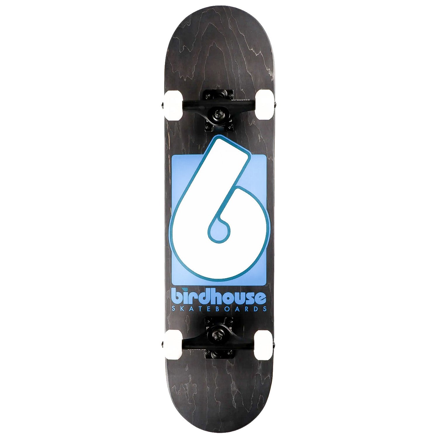 B Logo 8.0 Black/Blue Complete Skateboard - Professional Birdhouse Level 3 Deck for Street & Park Skating - Perfect for Teens & Adults Skateboarders