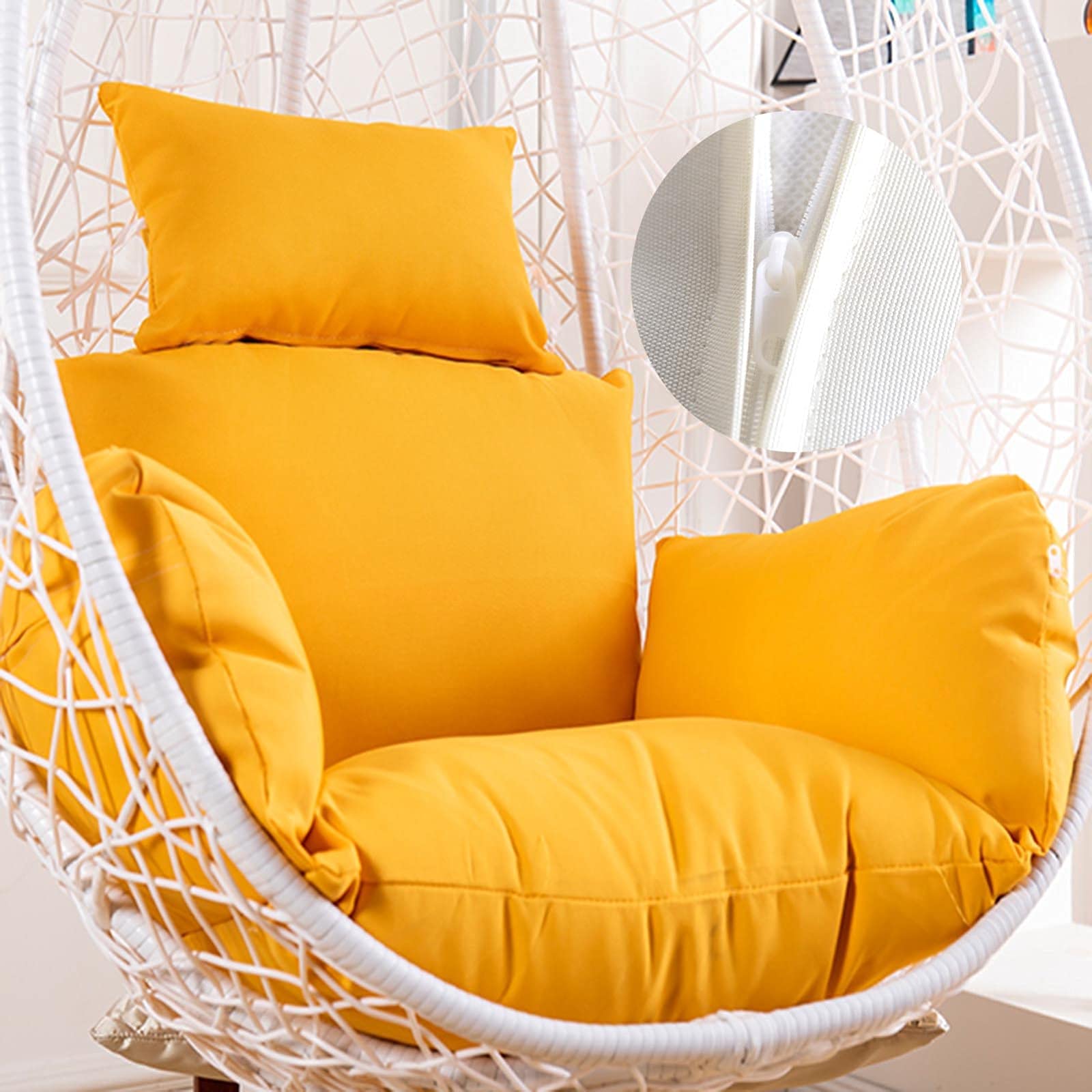 BerlinVV Thickened Washable Hanging Chair Swing Cushions - Waterproof & Sun-Resistant Outdoor Egg Chair Cushion Cover Replacement with Pillow - Perfect for Patio, Garden, Hammock & Relaxation Spaces