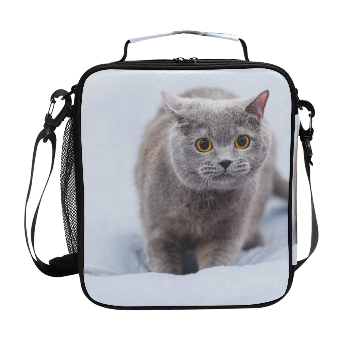 British Shorthair Cat Insulated Lunch Bag - Large Thermal Lunch Box for Hot & Cold Food, Leakproof Meal Prep Tote with Adjustable Shoulder Strap - Perfect for School, Office, Picnics & Outdoor Activities (Women, Men, Kids)