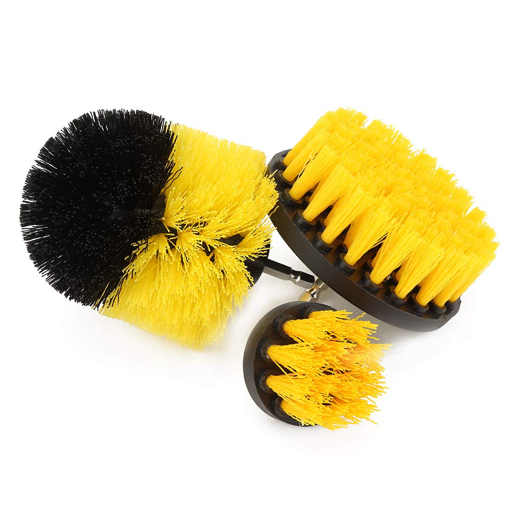 3-Piece Drill Brush Set - Electric Scrub Brush for Tile Grout, Car Detailing, Kitchen, Shower, Wheels, Seats, Floors - Multi-Surface Cleaning Brush Attachments for Power Drill (Use for Deep Cleaning Cars, Bathrooms & Kitchen Surfaces)