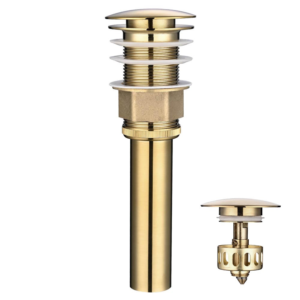 TheLAShop 1 5/8 Inch Pop Up Drain Stopper with Tray - Golden Bathroom Sink Drain Cover for Bathroom Vanity & Vessel Sinks - Easy Installation & Durable Design