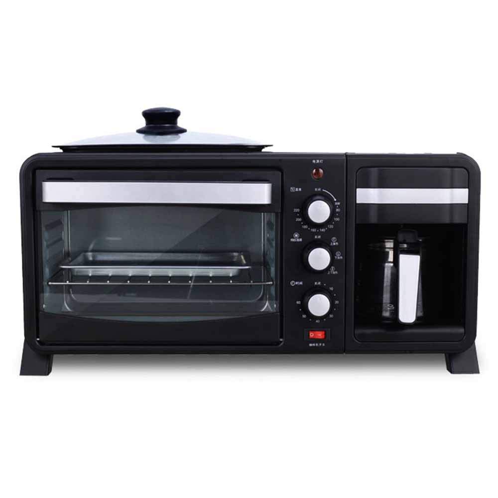 3-in-1 Breakfast Machine Maker - Electric Oven Toaster Coffee Maker with Independent Switch & Insulation Function, 10L Oven & 600ml Glass Pot - Perfect for Home Kitchen, Office & Small Spaces