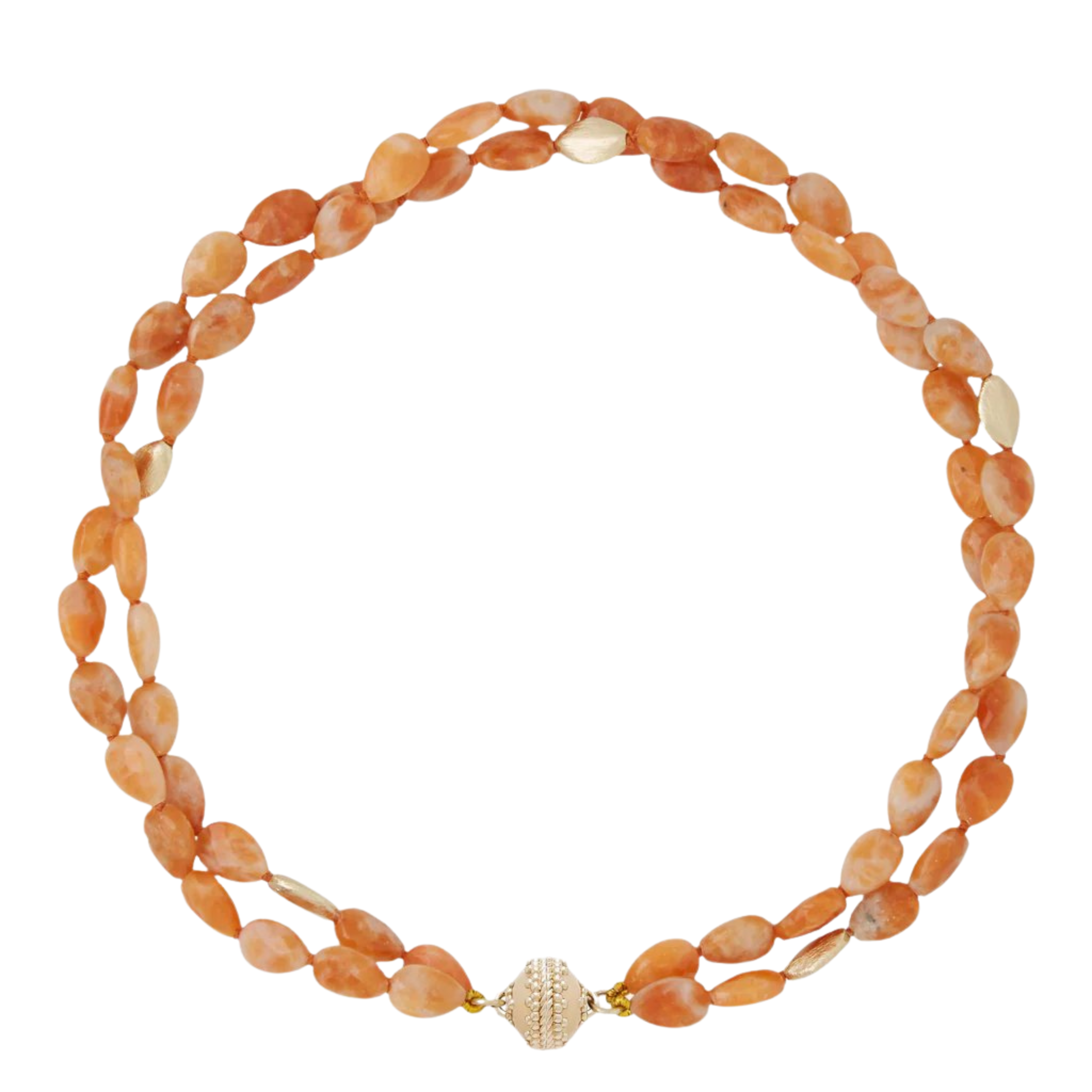 Clara Williams Gold Rush Orange Calcite Double Strand Necklace | Natural Gemstone Jewelry for Women | Perfect for Boho Fashion & Special Occasions