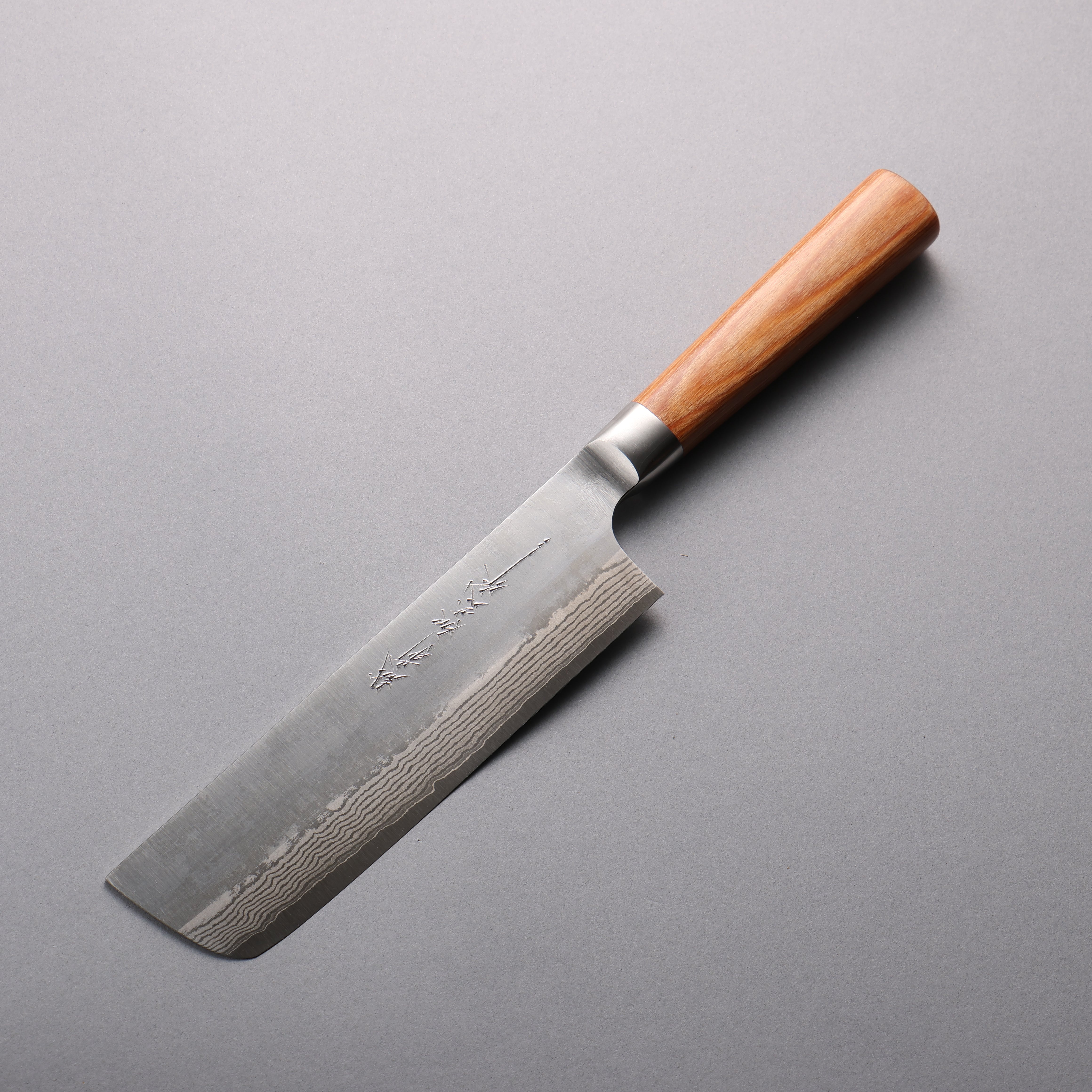 Premium Kamo Hamono VG10 Damascus Nakiri Knife 165mm - Japanese Vegetable Knife with Brown Pakkawood Handle - Perfect for Sushi, Vegetables & Precision Cutting
