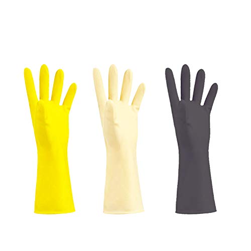 **Premium Latex Cleaning Gloves - Extra Thick Reusable Rubber Gloves for Dishwashing, Household Chores & Cleaning - Durable Alternative to Disposable Gloves - Perfect for Kitchen, Bathroom & Outdoor Use**