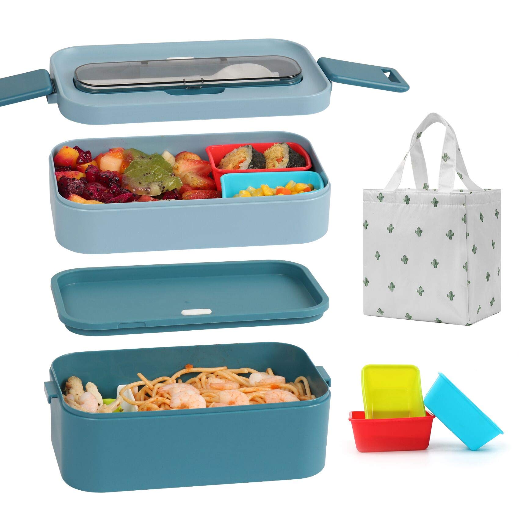 Ozazuco Bento Box Japanese Lunch Box - 2-in-1 Compartment Large Capacity Leakproof Eco-Friendly Meal Prep Container for Kids & Adults | Perfect for School, Office & Picnic Lunch Storage