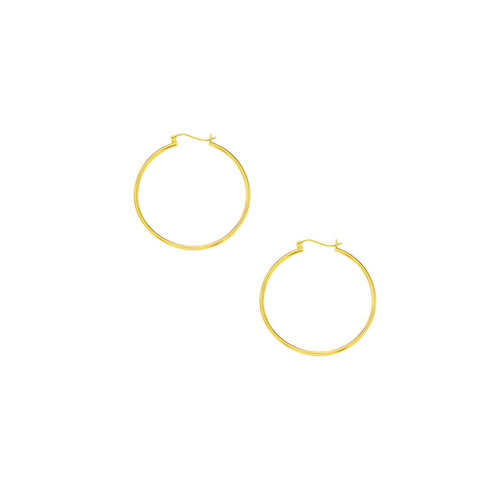 10K Gold 1.5x40mm Hoop Earrings for Women - Dainty Everyday Studs, Minimalist Jewelry Gift for Her - Perfect for Work, Date Night & Special Occasions