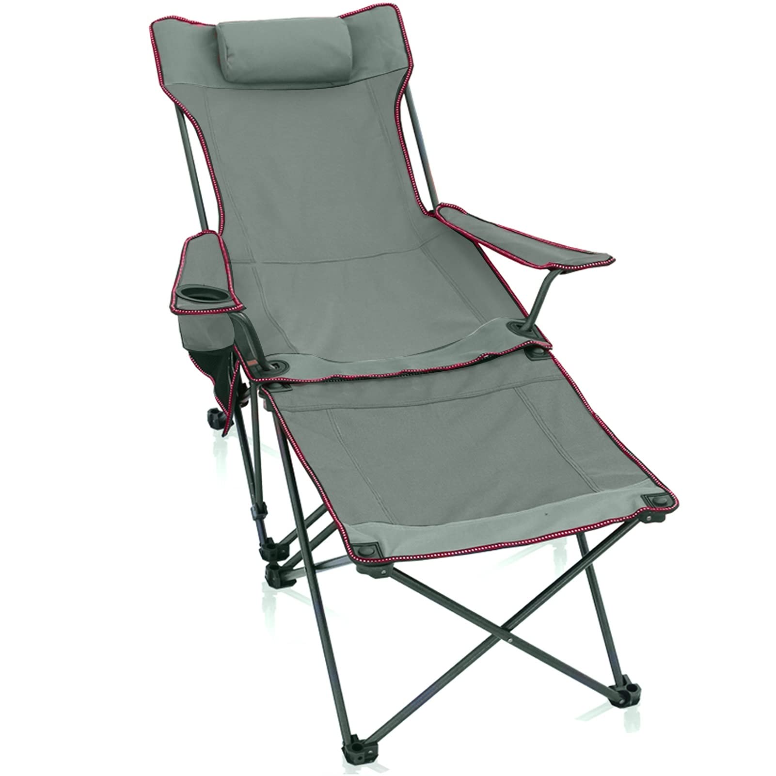 ZhoneQingXninRED Ultralight Portable Camping Chair with Headrest & Footrest - High Back Folding Outdoor Chair for Backpacking, Picnics, Beach, Fishing & Tailgating (Green)
