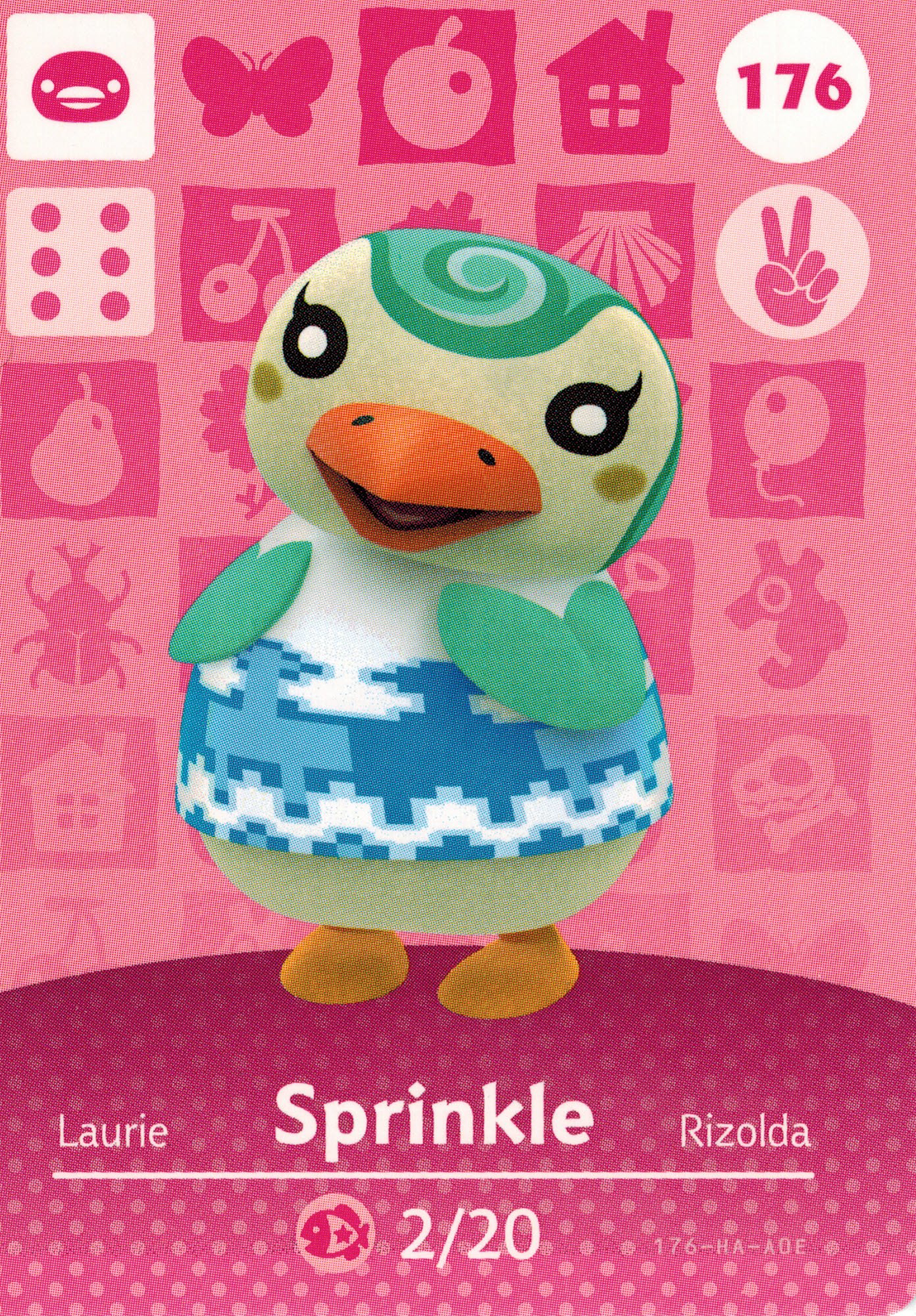 Nintendo Animal Crossing Happy Home Designer Amiibo Card - Sprinkle 176/200 (USA Version) | Collectible Trading Card for Switch Games | Perfect for Fans & Card Collectors