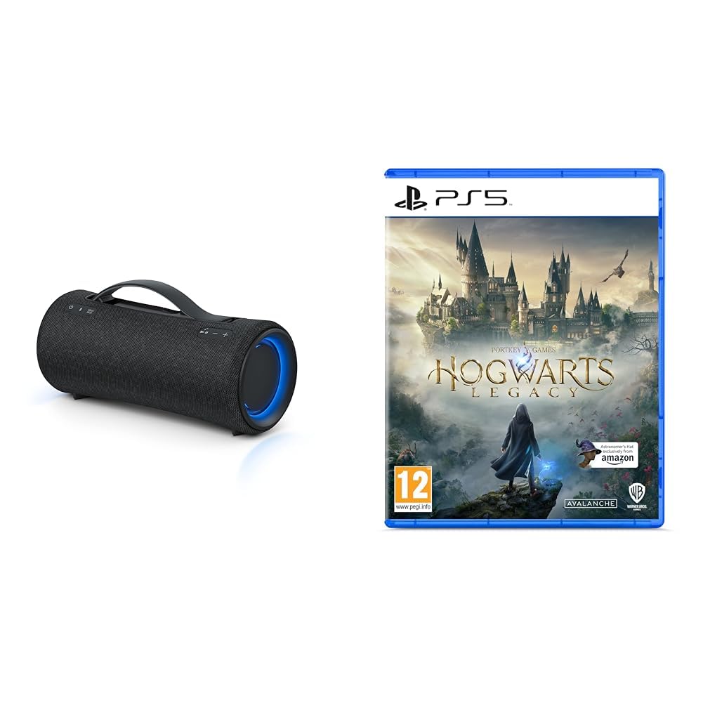 Sony SRS-XG300 Portable Bluetooth Speaker - Waterproof Wireless Speaker with 25-Hour Battery, Party Sound & LED Lights, Fast Charging - Black | Perfect for Outdoor Parties, Beach, Pool & Home Use    Hogwarts Legacy PS5 Game - Immersive Open-World Harry Potter RPG Adventure for PlayStation 5 | Ideal for Fans of Magic, Fantasy & Action Games