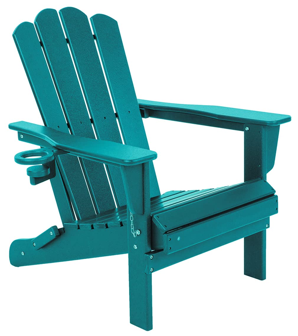 Extra Large Blue Folding Adirondack Chairs - HDPE Weather-Resistant Outdoor Patio Furniture for Deck, Backyard, Lawn & Garden - Perfect for Campfires, Poolside Relaxation & Outdoor Gatherings
