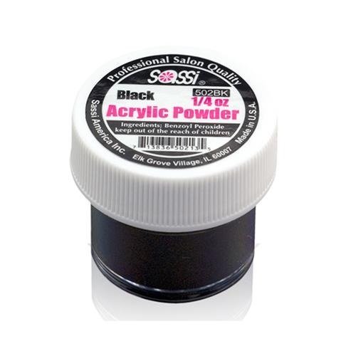 1/4 Ounce Black Acrylic Powder by Sassi - Professional Nail Art Supplies for Stunning Manicures & Salon Use