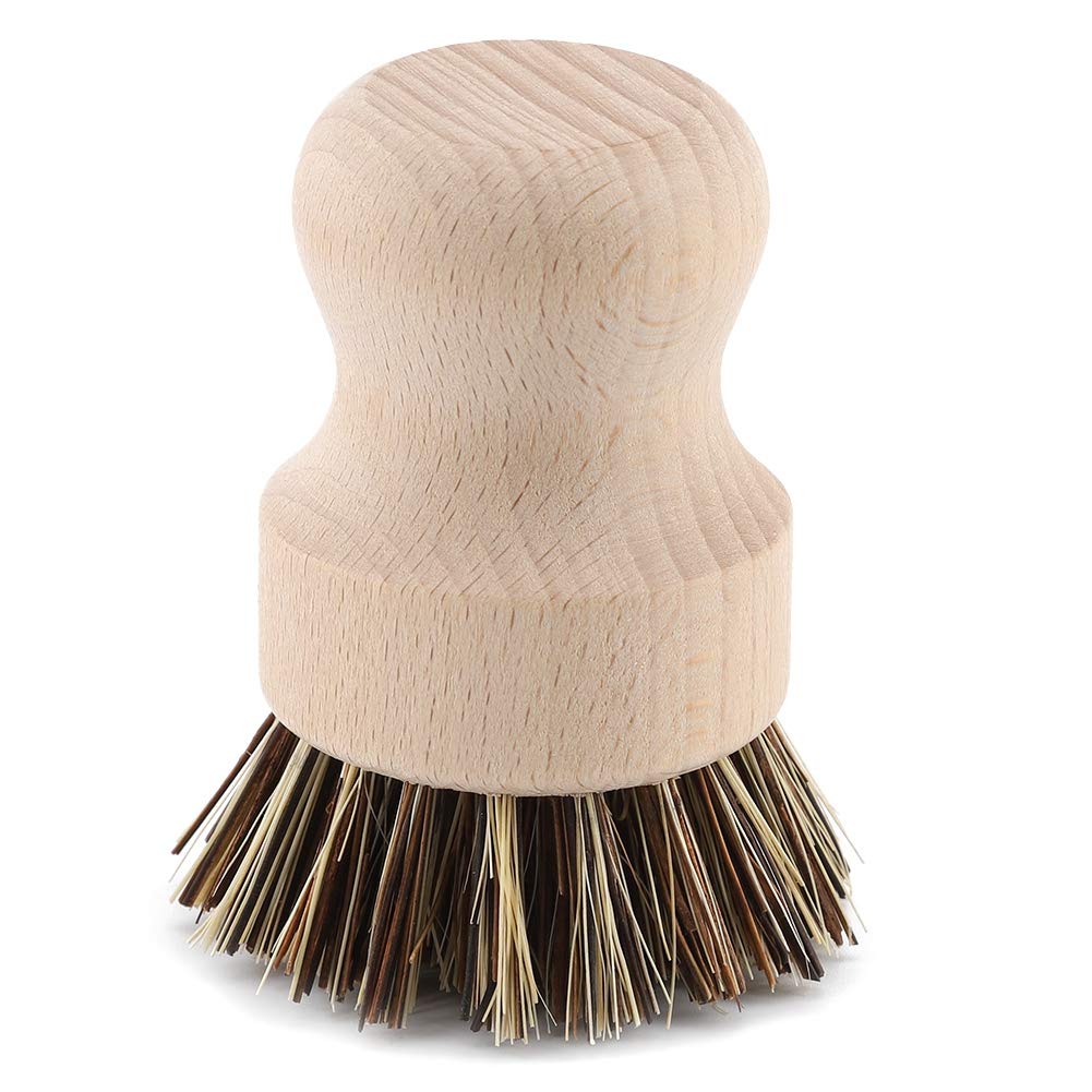 Natural Sisal Vegetable Cleaning Brush - Eco-Friendly Beechwood Handle for Fruits, Potatoes & Kitchen Sink - Perfect for Organic Produce Washing & Dish Cleaning