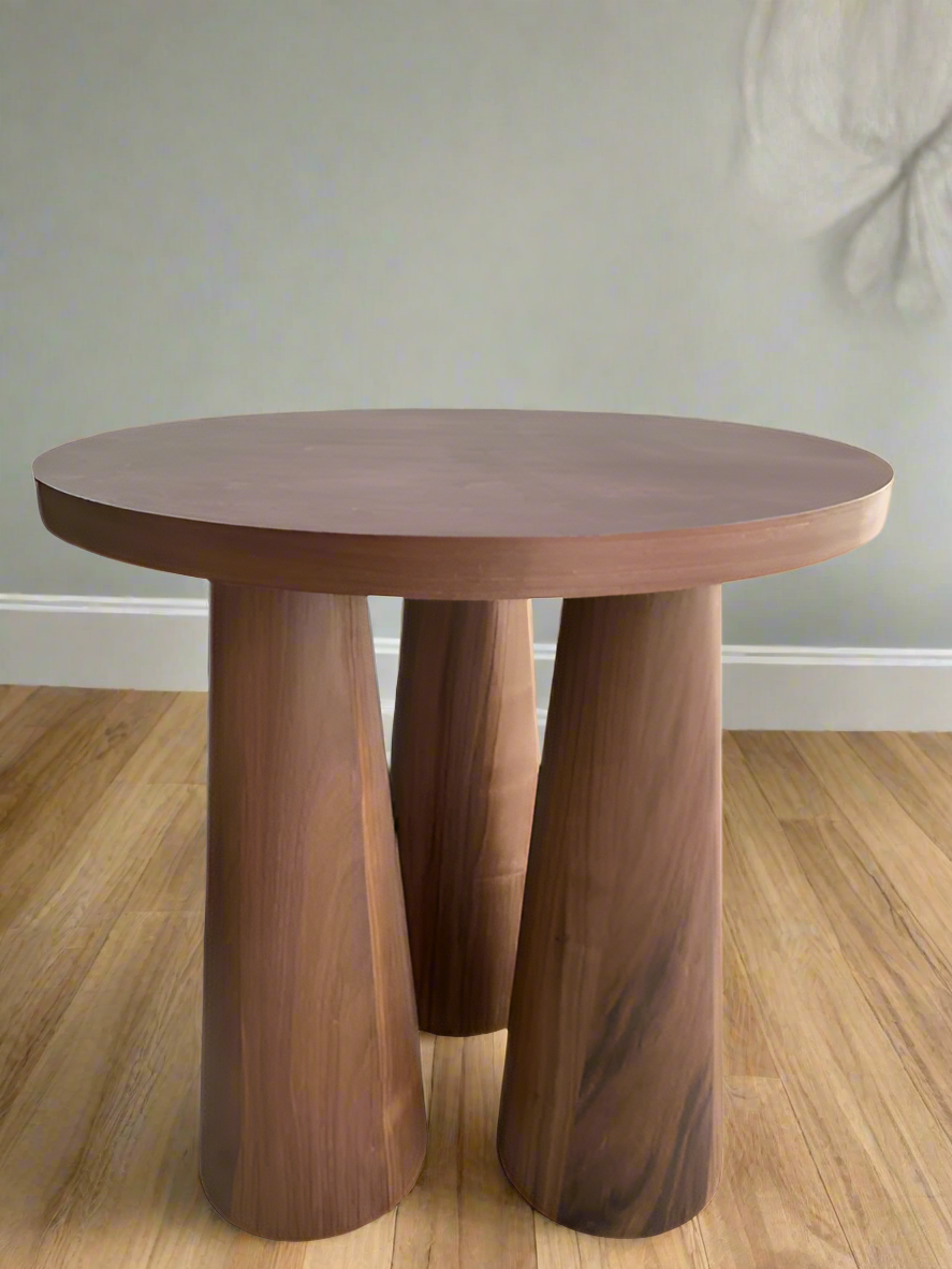 Round Wooden Accent Table with Cone Legs - Entryway, Living Room, Bedroom, or Office Side Table for Home Decor