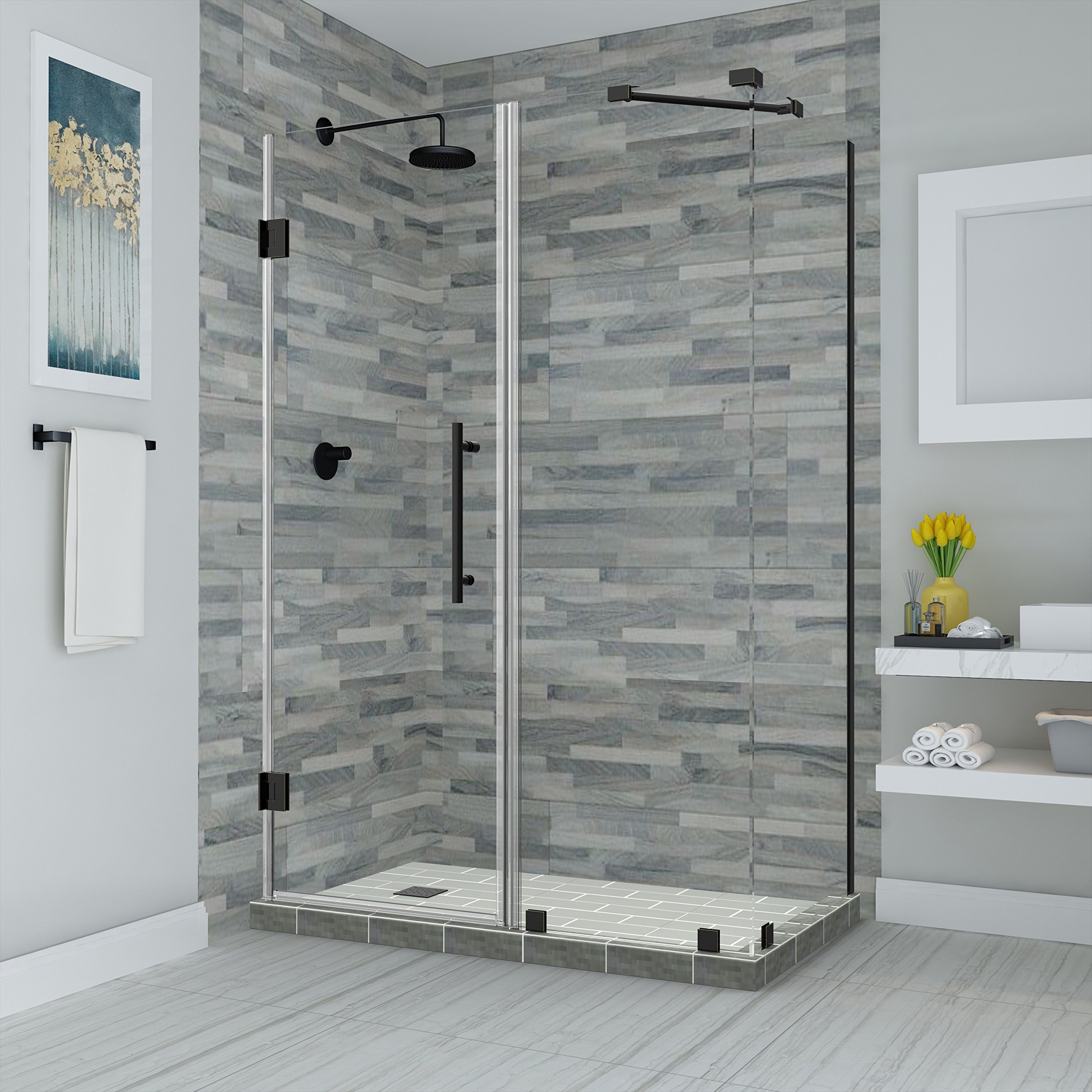 Aston SEN967EZ-MB-683234-10 Bromley 68x34 Inch Matte Black Shower Enclosure - Perfect for Modern Bathrooms & Spa-Like Showers