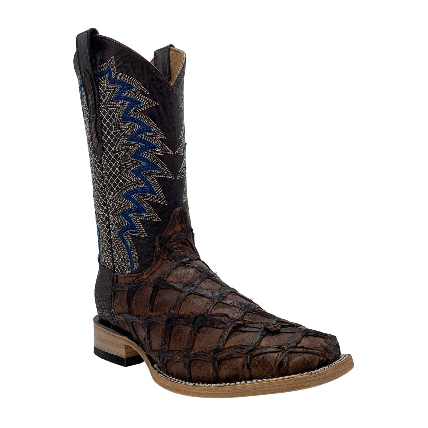 Authentic Pirarucu Fish Leather Cowboy Boots for Men – Durable & Stylish Western Boots for Rodeo, Country Music Festivals & Outdoor Adventures