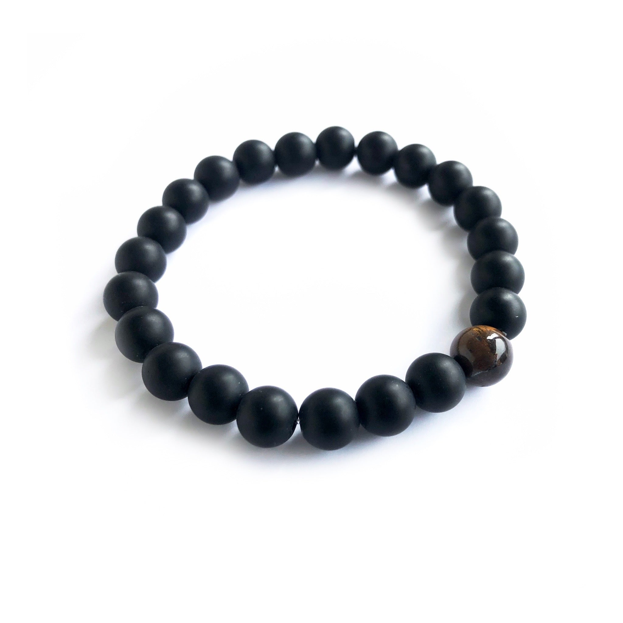 Tiger Eye Spiritual Beads Bracelet for Men & Women - Black Stone Healing Crystal for Protection, Grounding & Positive Energy | Meditation, Yoga & Everyday Wear