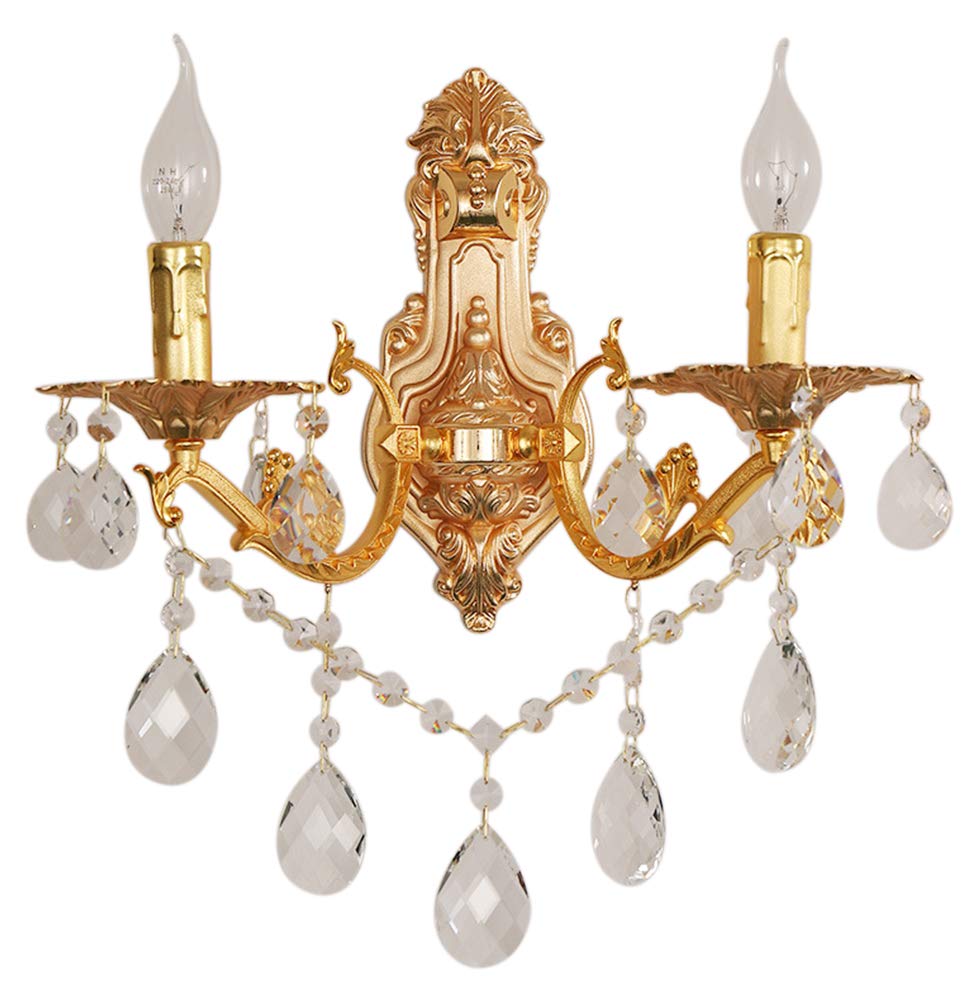 Elegant 2-Light Crystal Wall Sconce - Zinc Alloy Candle Wall Lamp for Living Room, Bedroom & Corridor - Modern Decorative Lighting for Home & Office Spaces