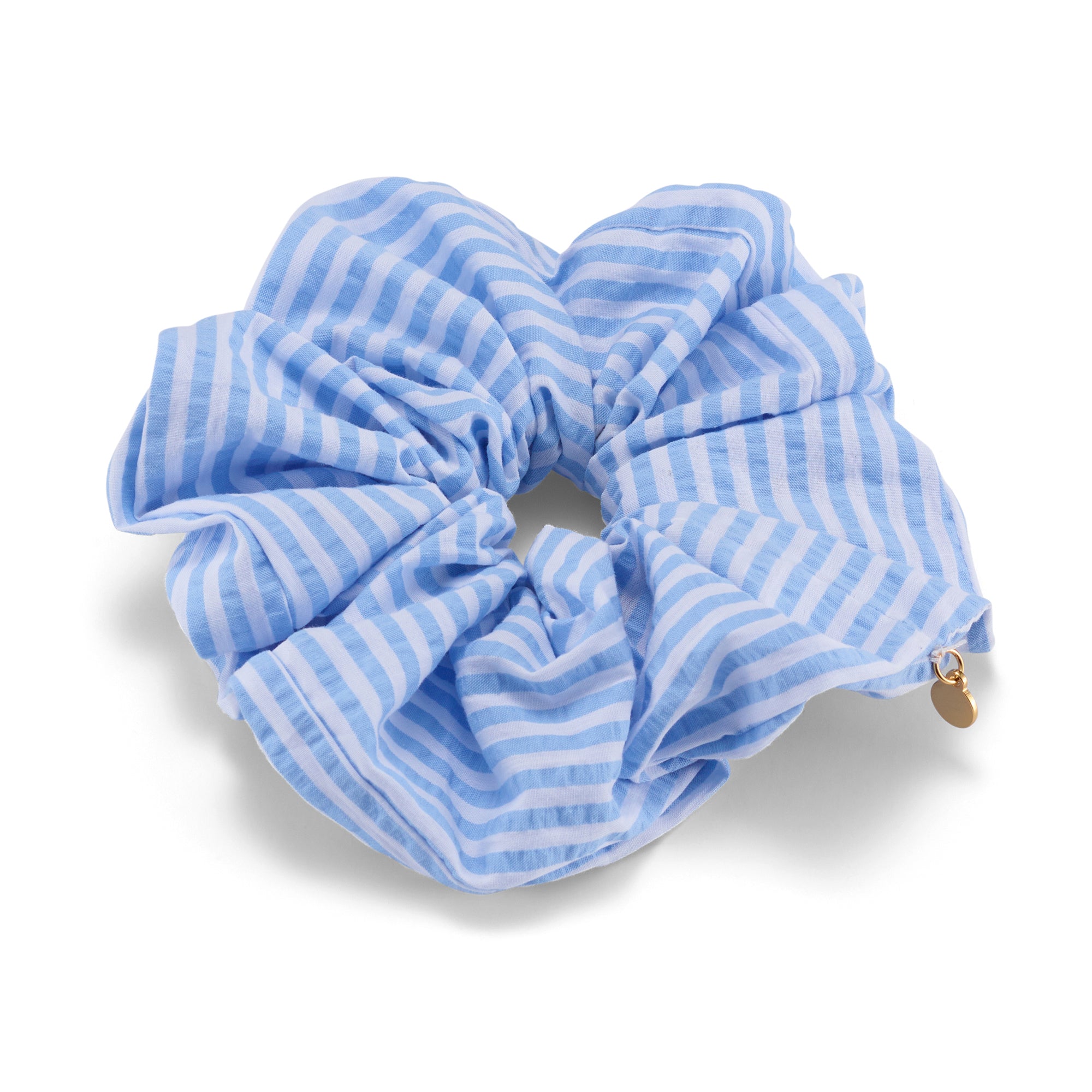 Amy Seersucker Oversized Scrunchie Hair Tie - Soft & Stretchy Hair Accessories for Women & Girls - Perfect for Ponytails, Buns & Everyday Wear