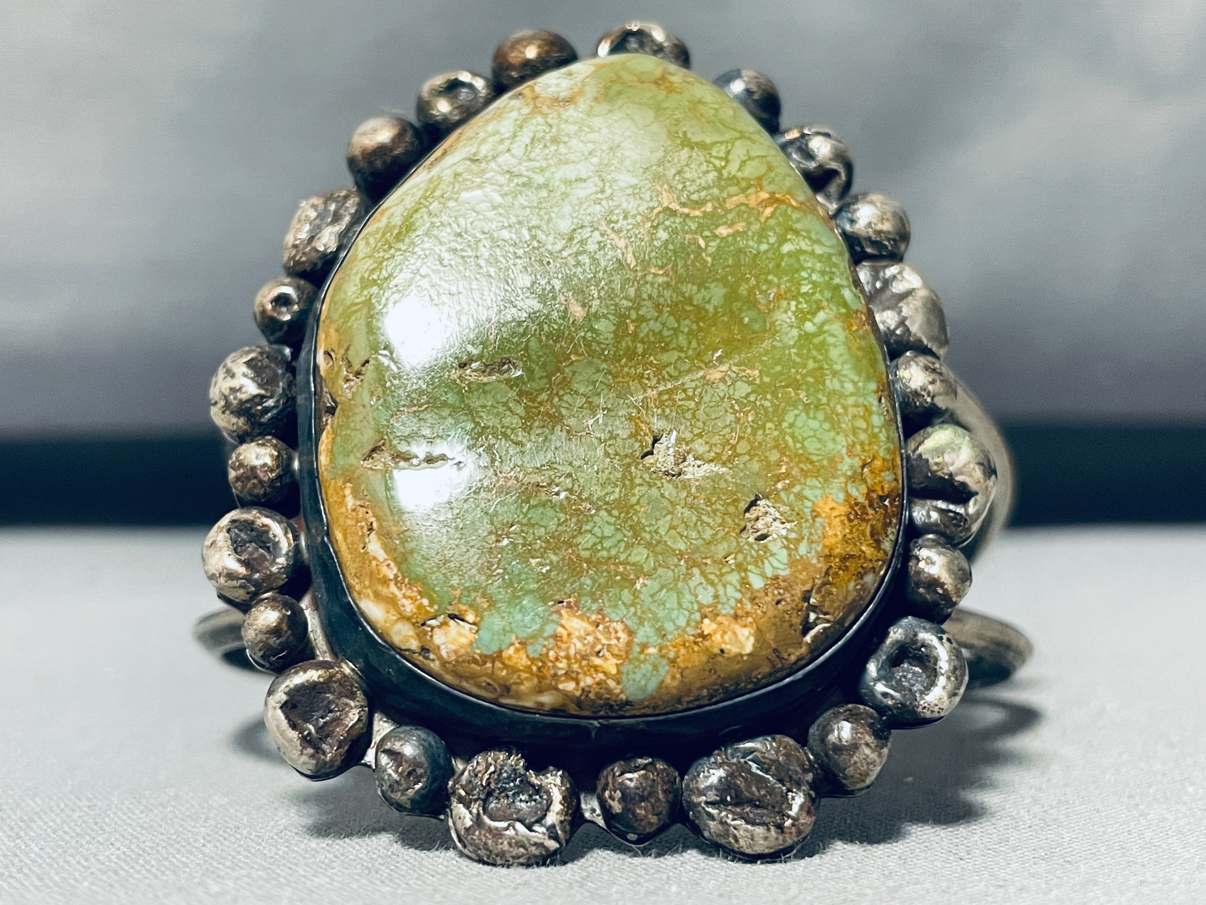Vintage 1950s Navajo Royston Turquoise Sterling Silver Bracelet - Handcrafted Native American Jewelry Signed Abreza, Perfect for Boho Fashion & Southwest Style Accessories