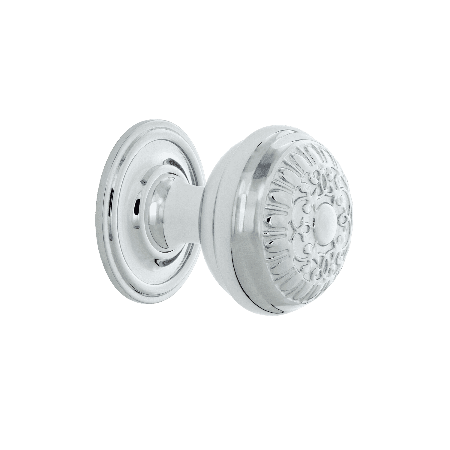 Classic Egg and Dart Brass 1 3/8 Inch Cabinet Knob with Rose Design in Bright Chrome Finish - Perfect for Kitchen Cabinets, Dressers, and Vintage Furniture