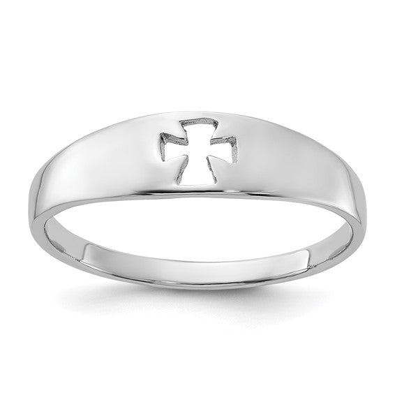 Sterling Silver Polished Cut-Out Cross Ring for Women - Elegant Religious Jewelry Gift for Christmas, Baptism & Church Occasions
