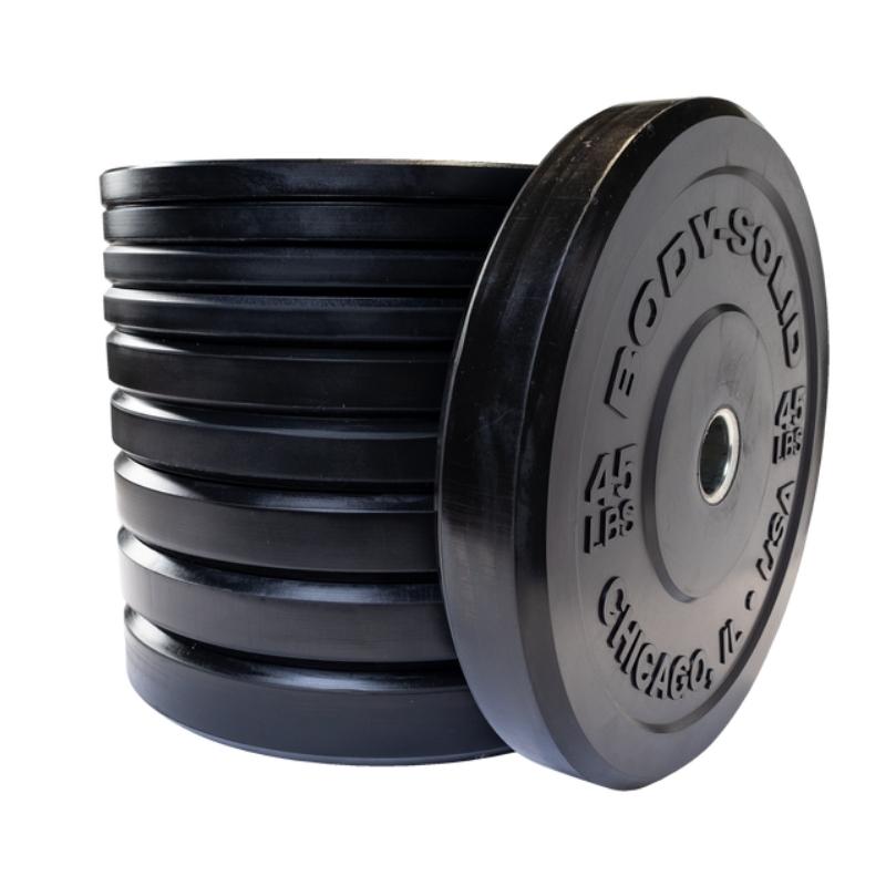 Body Solid 260lb Chicago Extreme Bumper Plate Set (OBPX260) - Olympic Weightlifting, CrossFit & Home Gym Equipment for Strength Training & Fitness Workouts