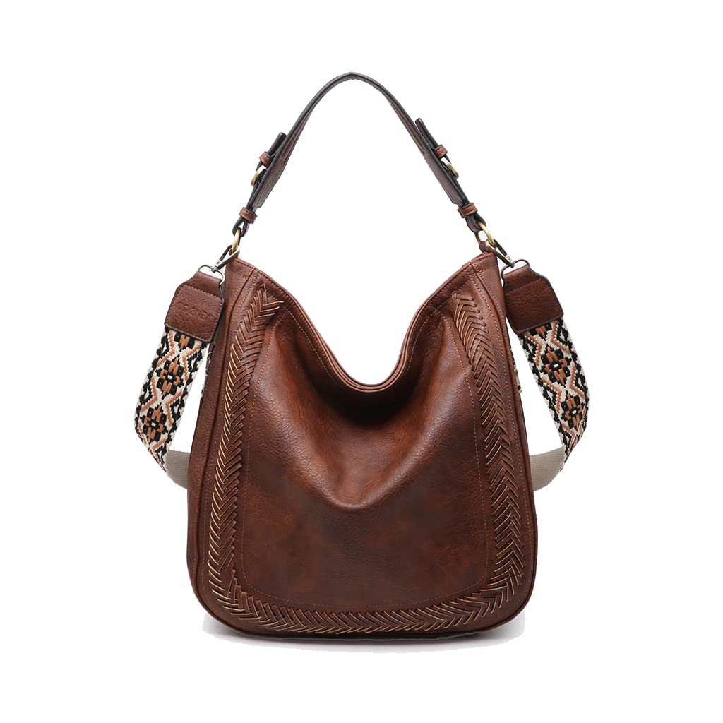 JEN & CO. Aris Whipstitch Crossbody Bag with Adjustable Guitar Strap - Stylish Leather Purse for Women, Perfect for Daily Use, Travel & Concerts (M2049)