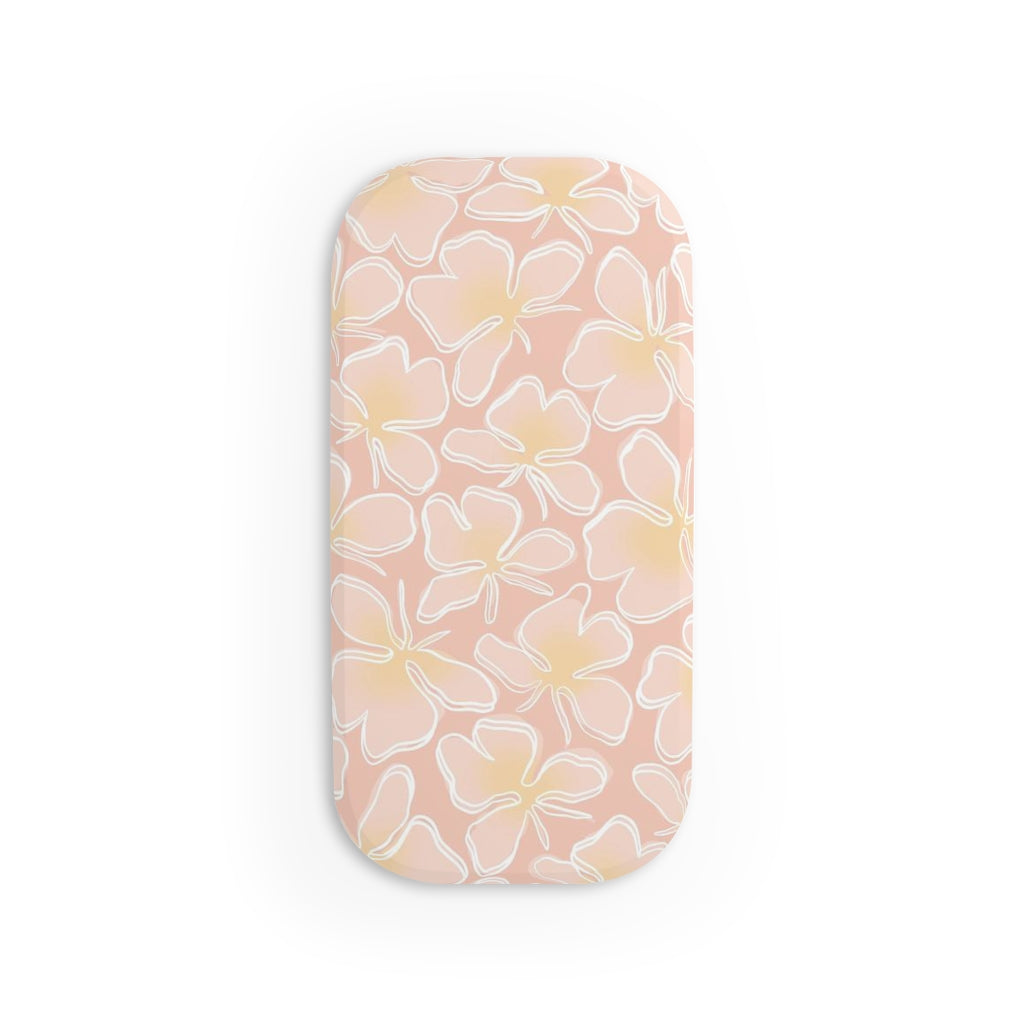 Retro 'Awapuhi Ke'oke'o Hawaiian Flower Phone Grip - Non-Slip Phone Holder for iPhone & Samsung - Perfect for Travel, Work & Everyday Use
