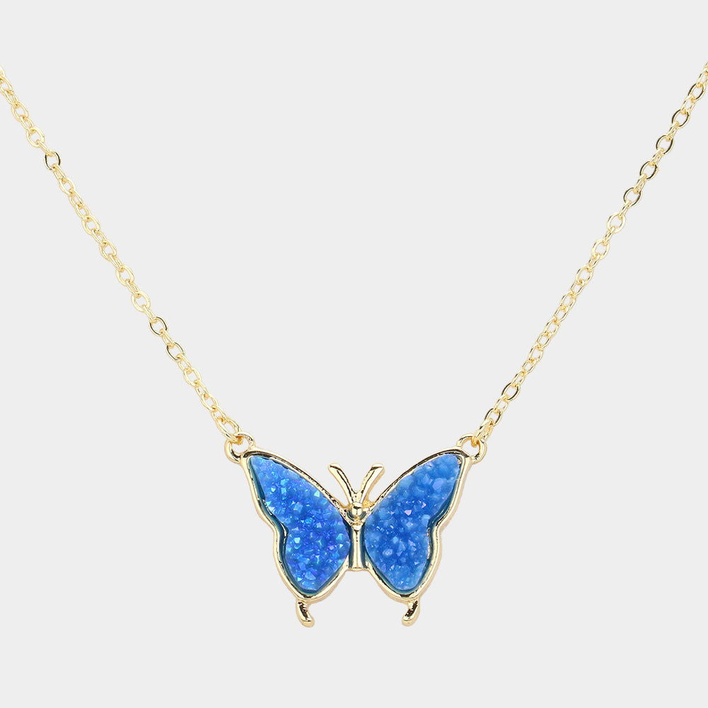 Blue Druzy Pendant Necklace for Women - Elegant Crystal Jewelry Gift for Her - Perfect for Birthday, Anniversary & Special Occasions