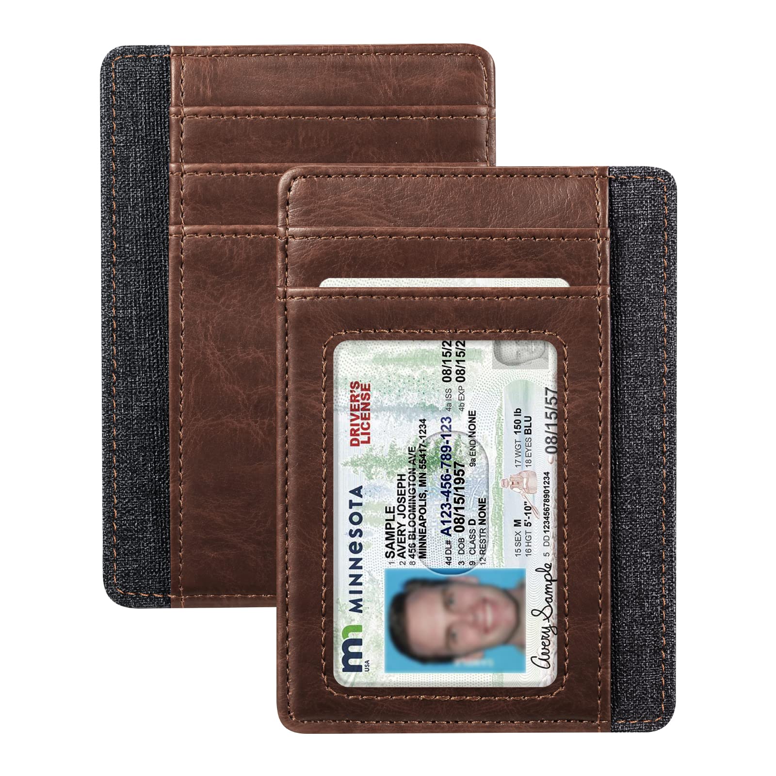 Fintie Slim Minimalist RFID Blocking Front Pocket Wallet - Credit Card Holder with ID Window for Men & Women (Brown) | Perfect for Travel, Business & Everyday Use