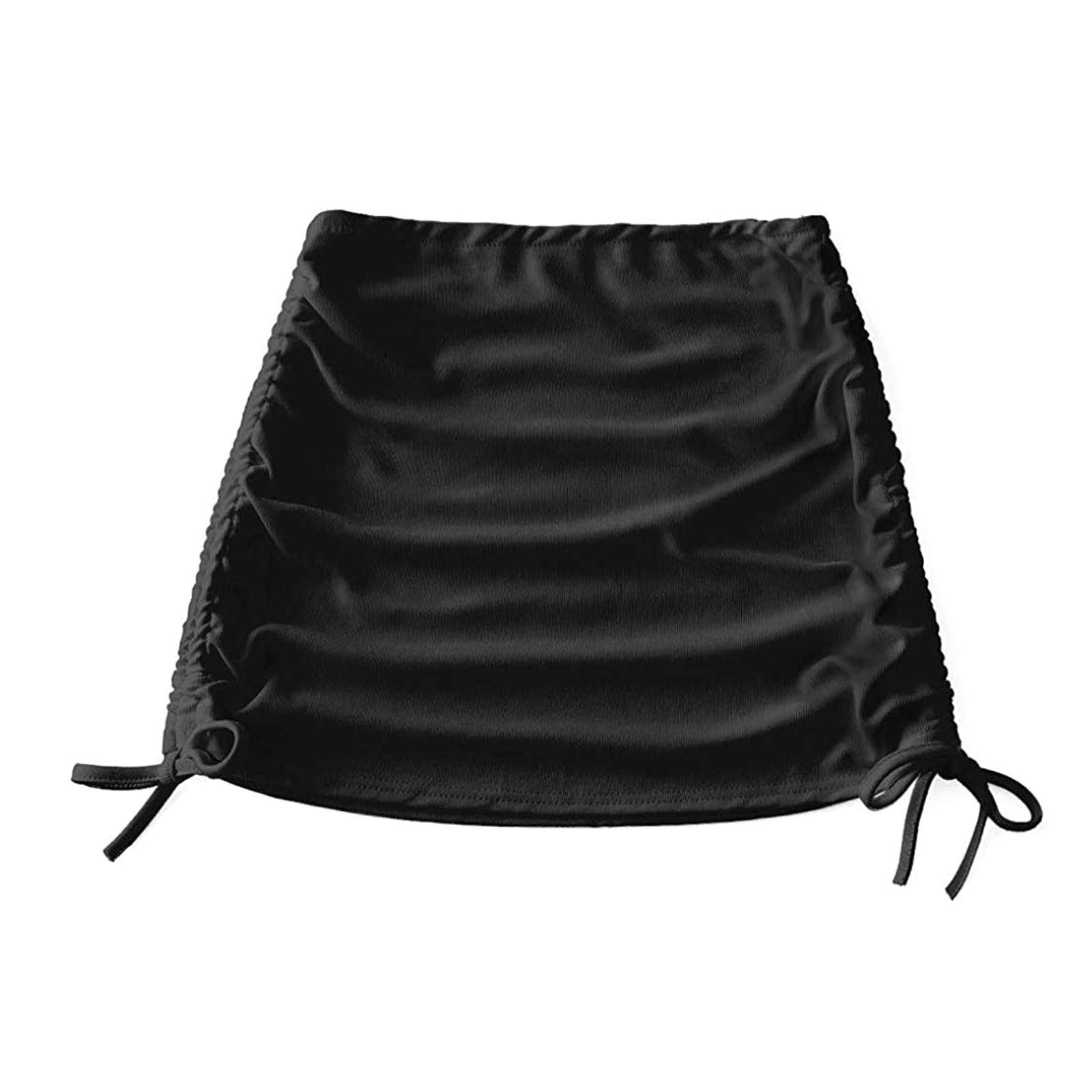 Sexy Black Ribbed Bikini Set for Women - 2 Piece Swimwear with Side Tie Bottoms & Mini Skirt Shorts | Perfect for Beach Vacations, Pool Parties & Summer Getaways