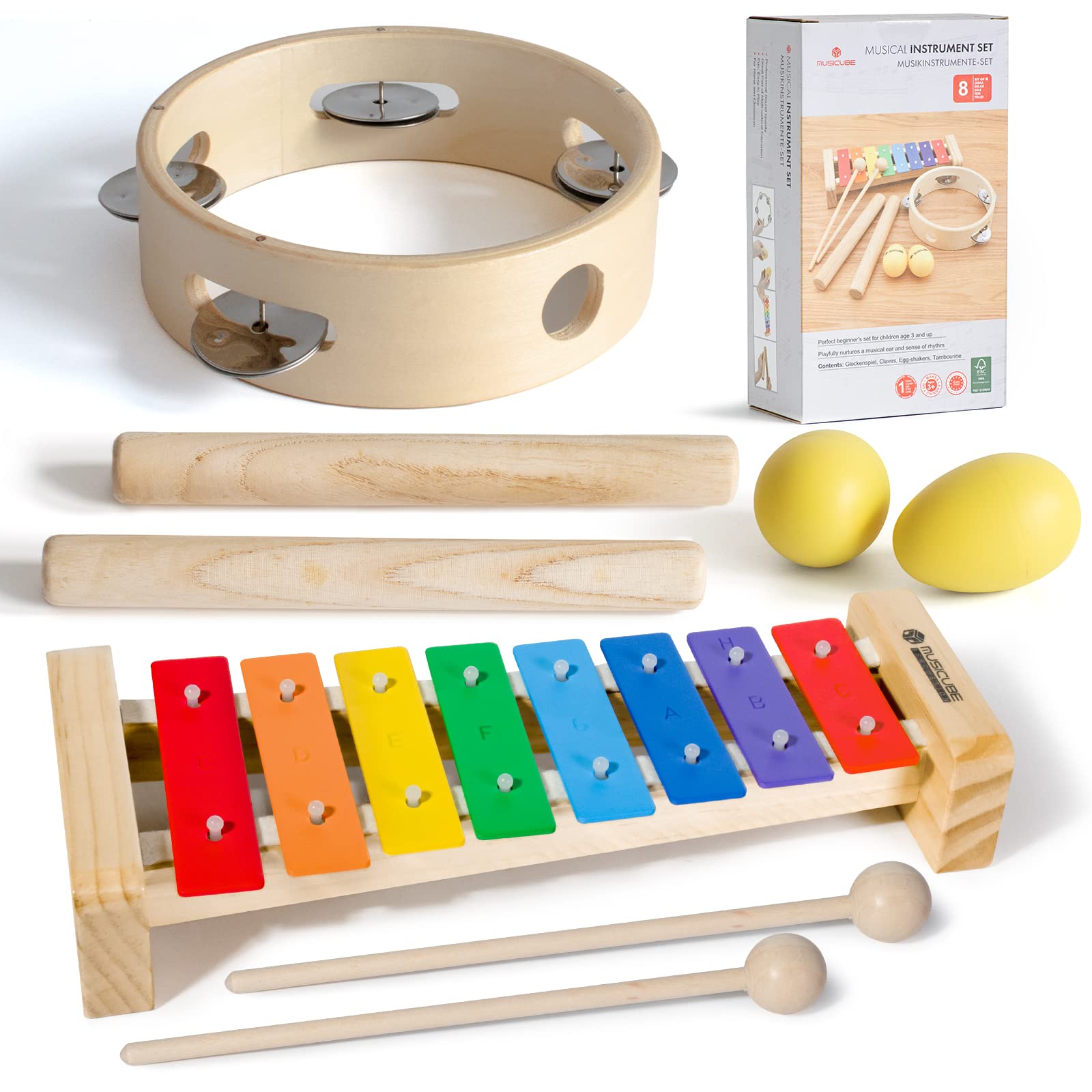Best Toddler Musical Instruments Set - Xylophone, Tambourine, Egg Shakers & Claves for Kids Early Learning | Perfect for Preschool Music Time, Birthday Gifts & Sensory Play