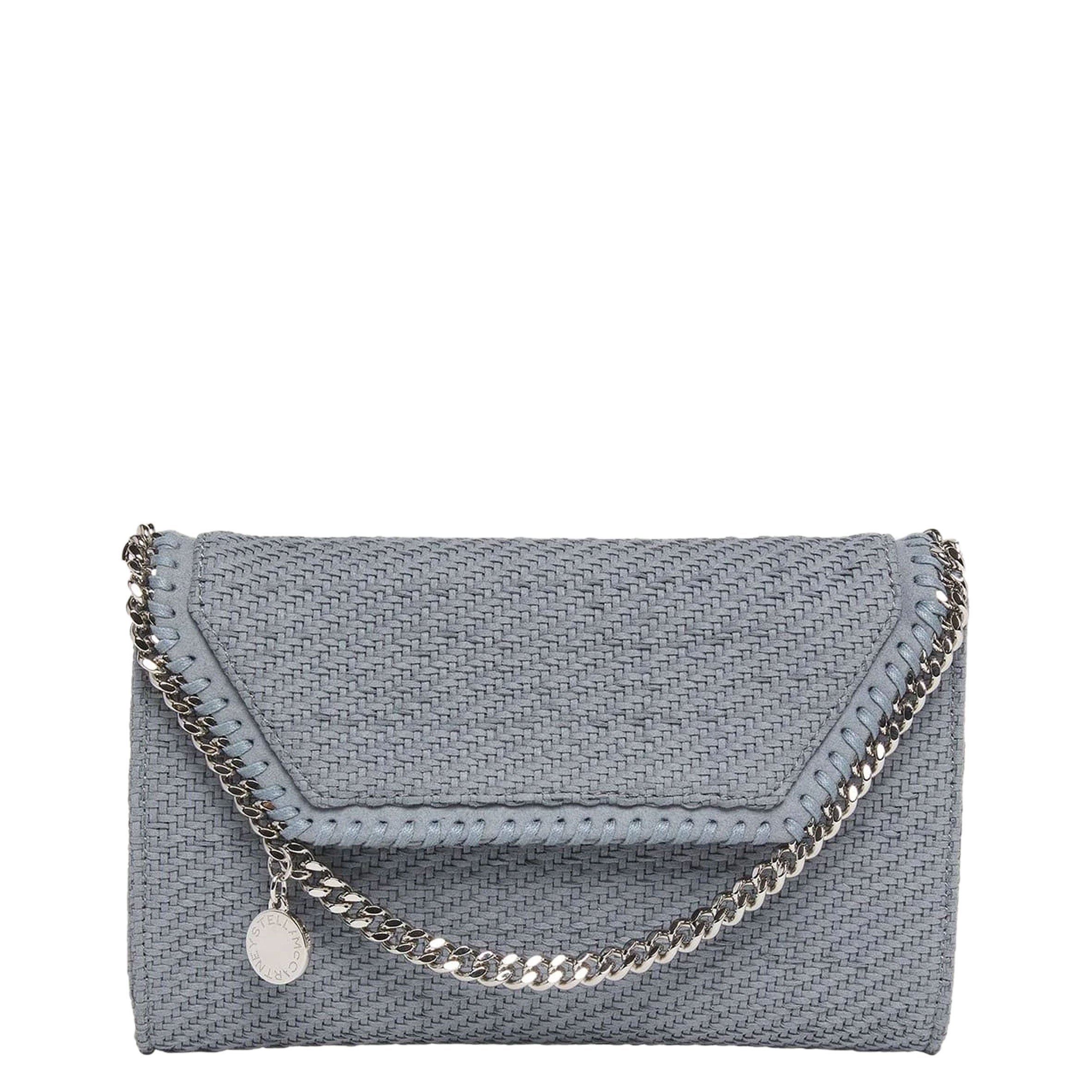 Falabella WOC Woven Vegan Suede Crossbody Bag - Blue Grey | Stylish & Eco-Friendly Women's Wallet on Chain for Casual Outings & Evening Events