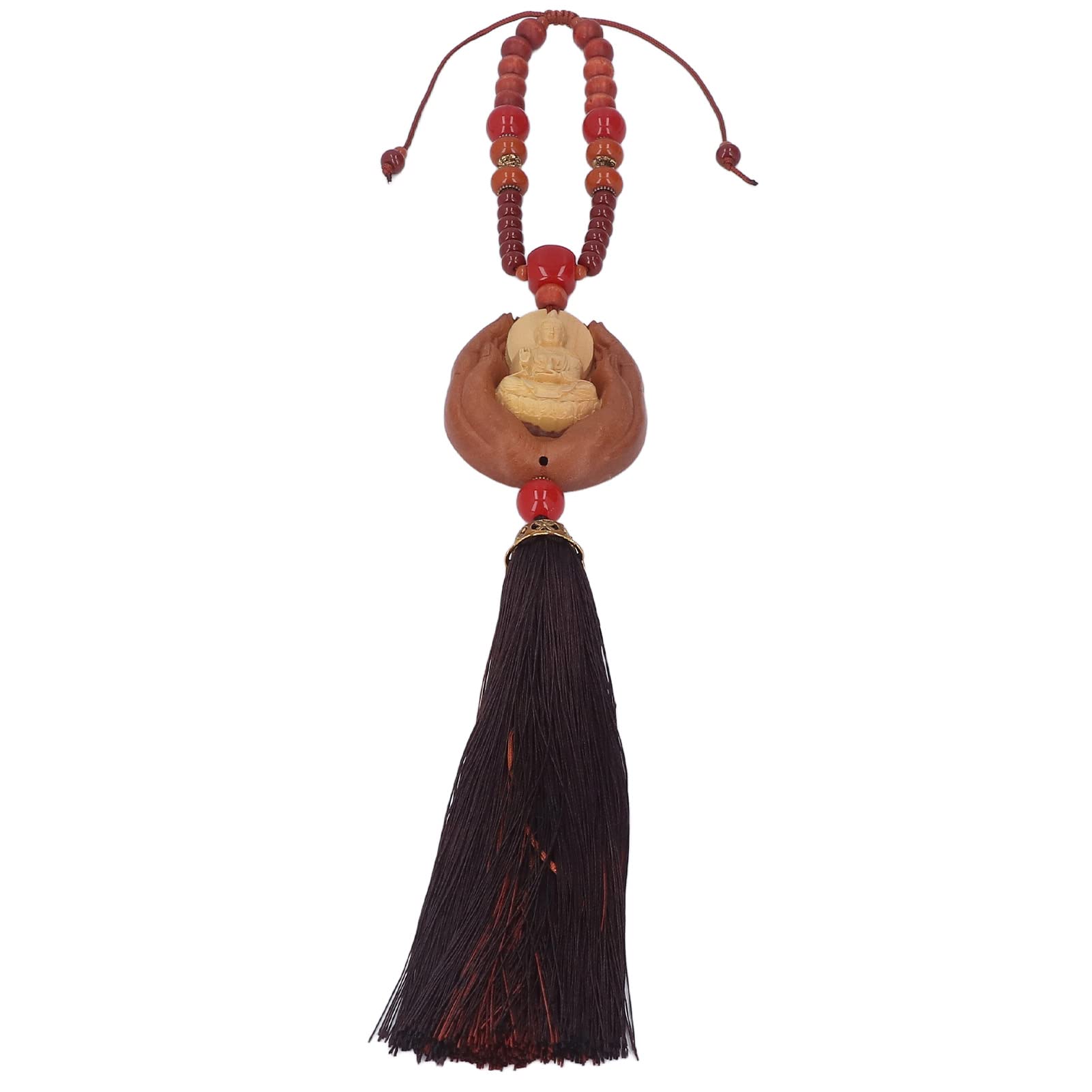 BTIHCEUOT Ksitigarbha Buddha Car Pendant - Exquisite Hand-Carved Peach Wood Amulet for Meditation, Protection & Car Decor - Perfect for Bedroom, Office & Spiritual Spaces