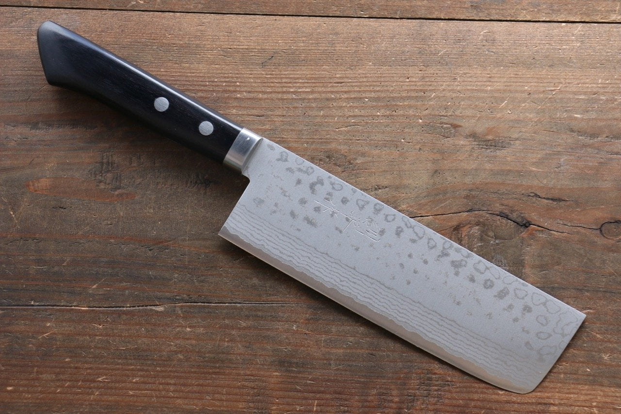 Premium Kunihira Sairyu VG10 Damascus Steel Nakiri Knife 165mm with Pakka Wood Handle - Japanese Vegetable Knife for Professional Chefs & Home Cooking