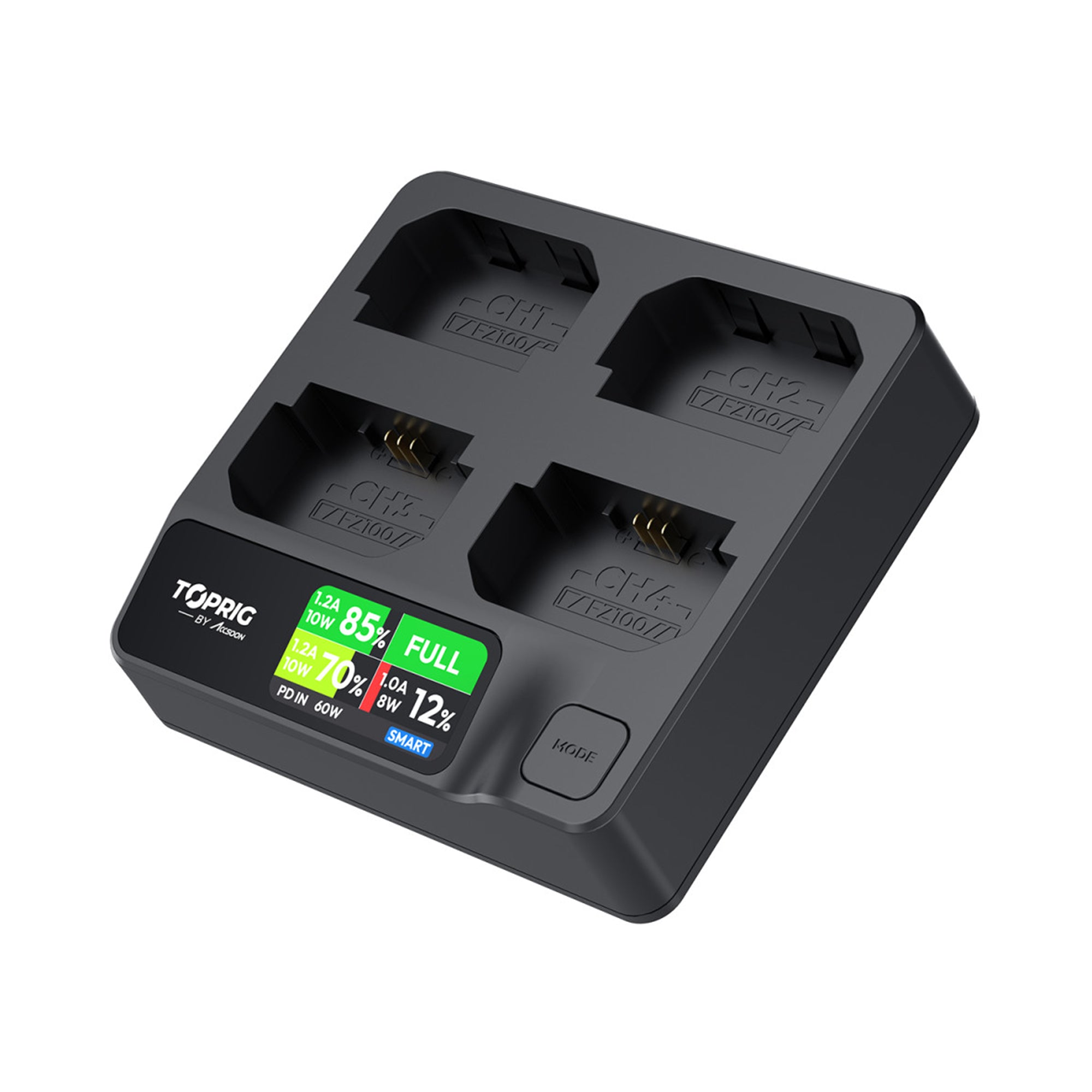 Accsoon TopRig 100W 4 Bay NP-FZ100 Fast Battery Charger for Sony Cameras - Perfect for Photography, Videography & Travel