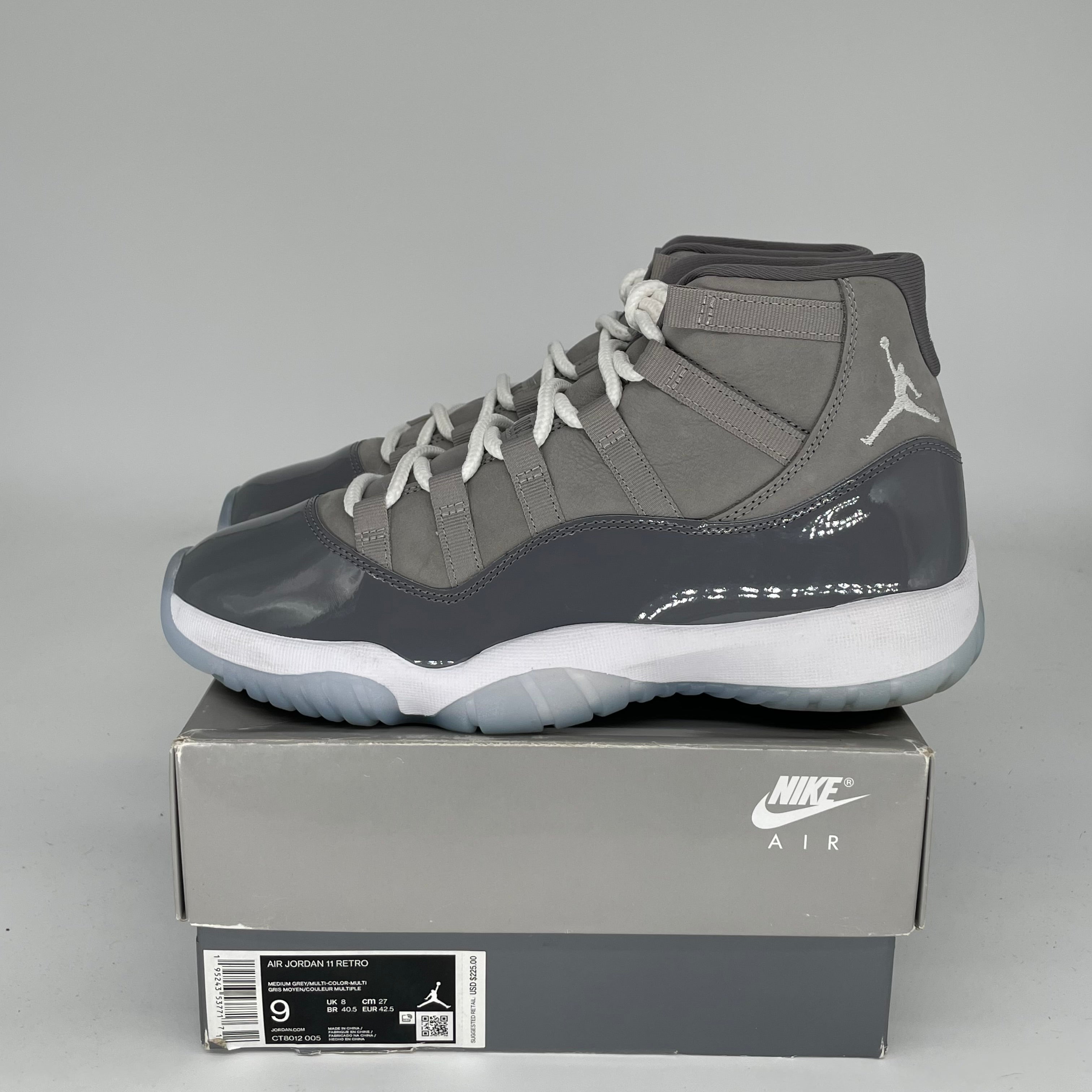 AIR JORDAN 11 COOL GREY Men's Basketball Shoes Size 9 - Retro Style, High-Top Sneakers for Casual Wear & Sports (CT8012-005) | Perfect for Street Fashion, Gym Workouts & Basketball Games