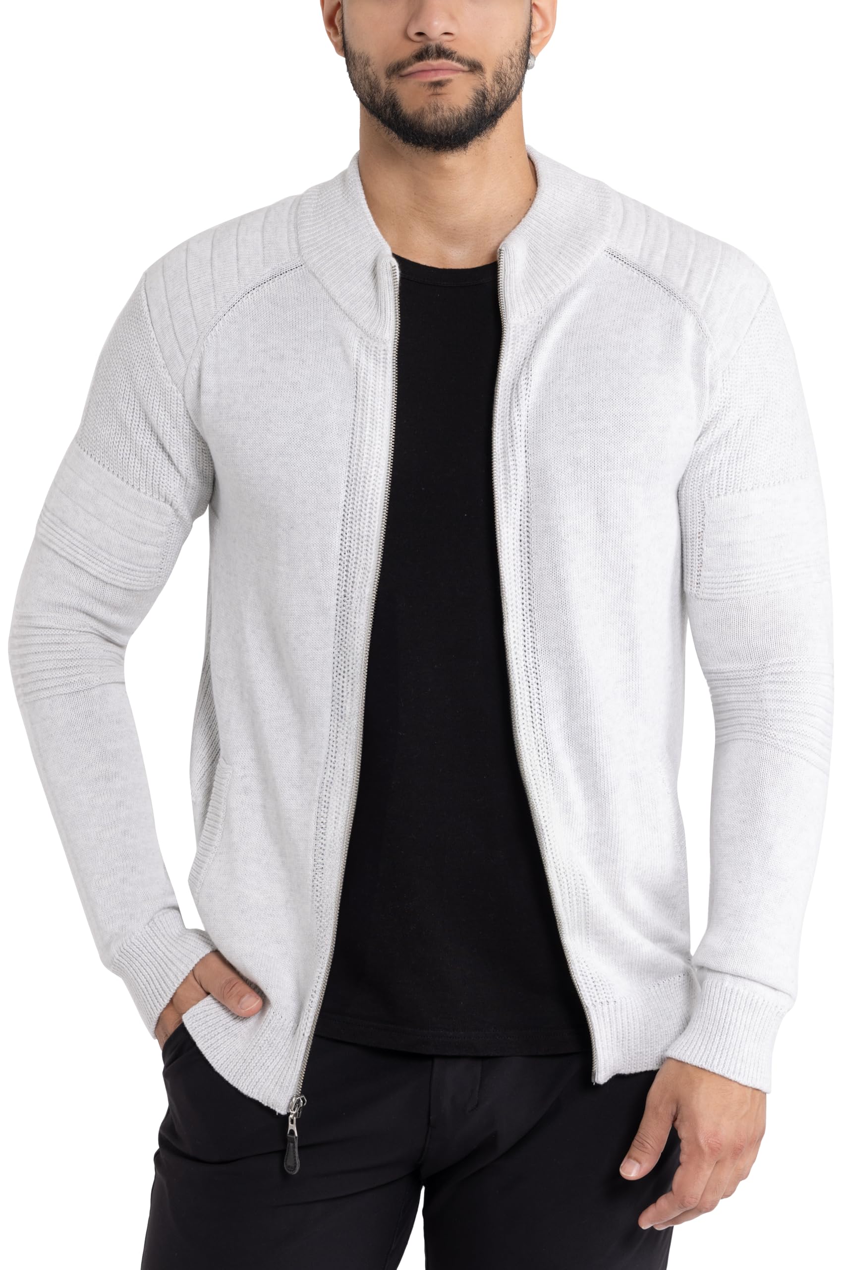 X RAY Men's Slim Fit Zip Up Cardigan Sweater - Lightweight Knit Jacket for Spring & Fall (Big & Tall Sizes) | Casual Office Wear & Layering Essential