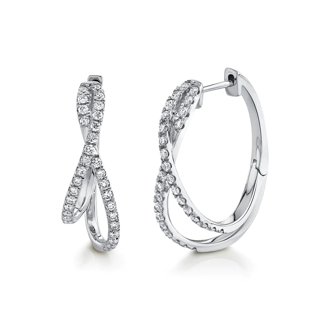0.57 Carat Diamond Twisted Oval Hoop Earrings SC22007525 - Elegant Jewelry for Weddings, Parties & Special Occasions