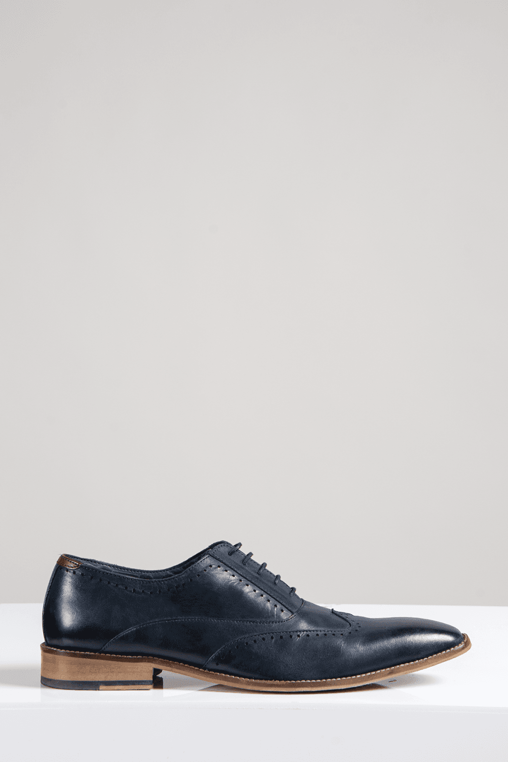 Marc Darcy Carson Navy Wingtip Oxford Brogue Shoes for Men - Classic Formal & Business Dress Shoes - Perfect for Weddings, Office & Special Occasions