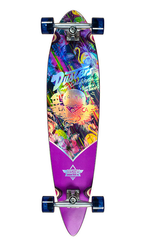 Cruisin Tropikiller Holographic Purple Longboard - 37 Inch Skateboard for Surfing, Cruising & Downhill Riding | Durable & Stylish Deck for Beginners & Pros