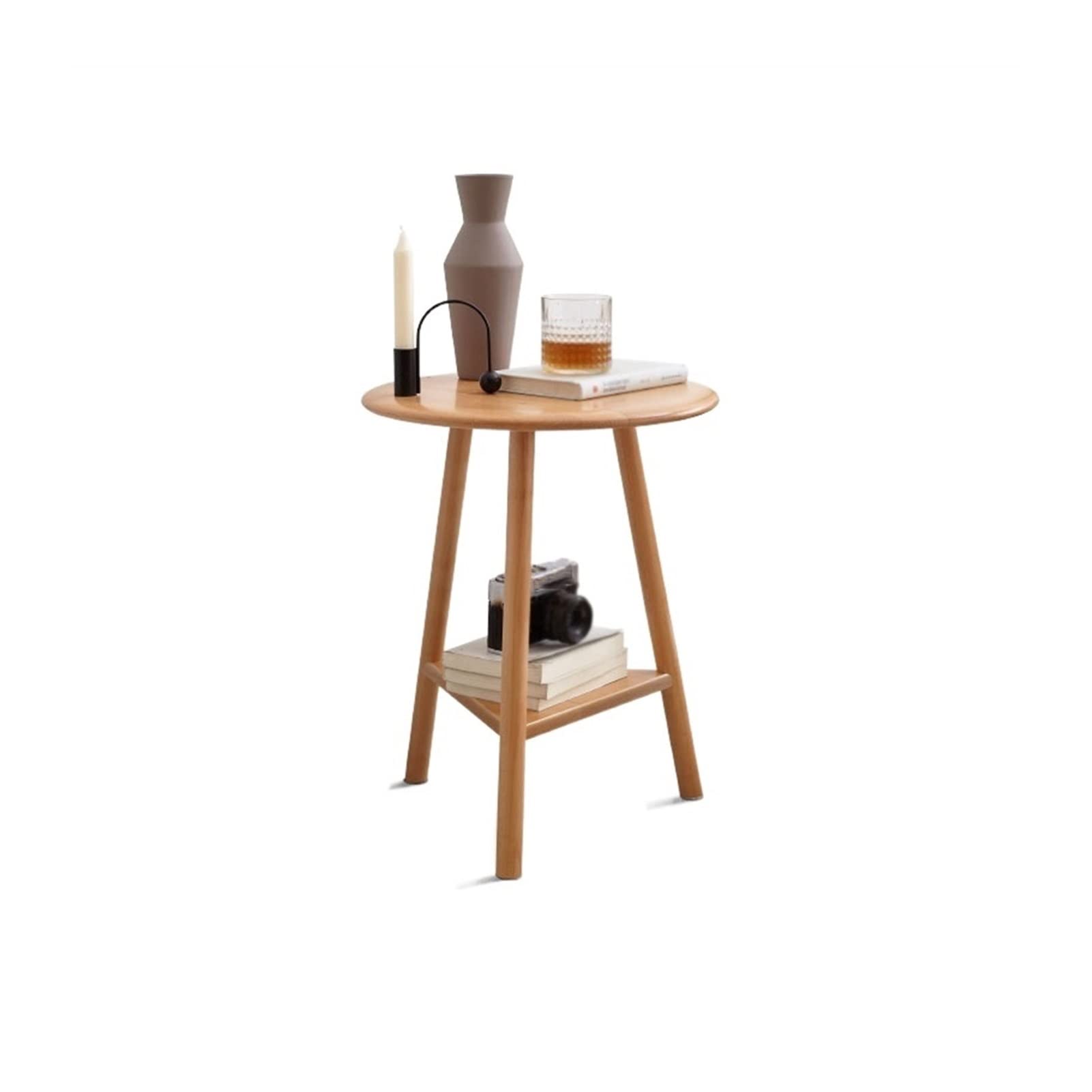 Modern Round Coffee Table with 2-Story Storage - Small Side End Table for Living Room, Bedroom, Office - Perfect for Sofa, Couch & Nightstand Use - Space-Saving Home Decor Furniture