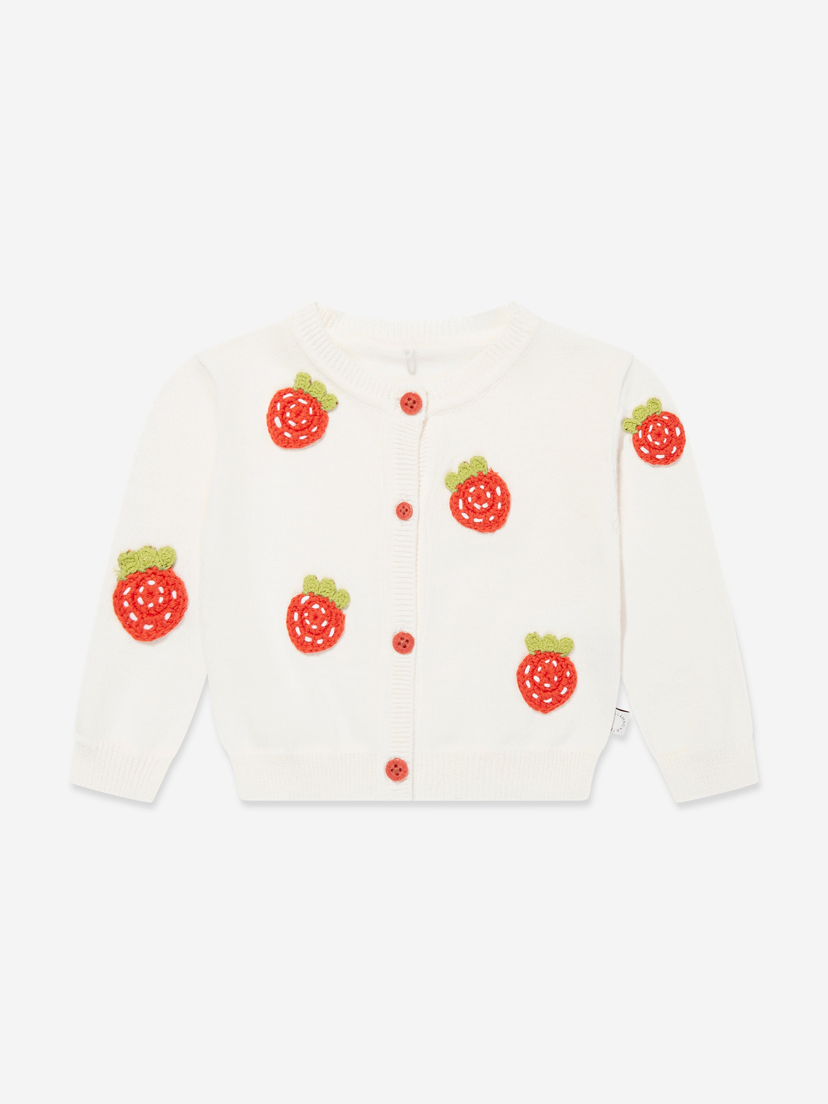 Adorable Baby Girls Knitted Strawberry Cardigan in Ivory - Soft Cotton Sweater for Newborns & Toddlers - Perfect for Family Photos & Special Occasions